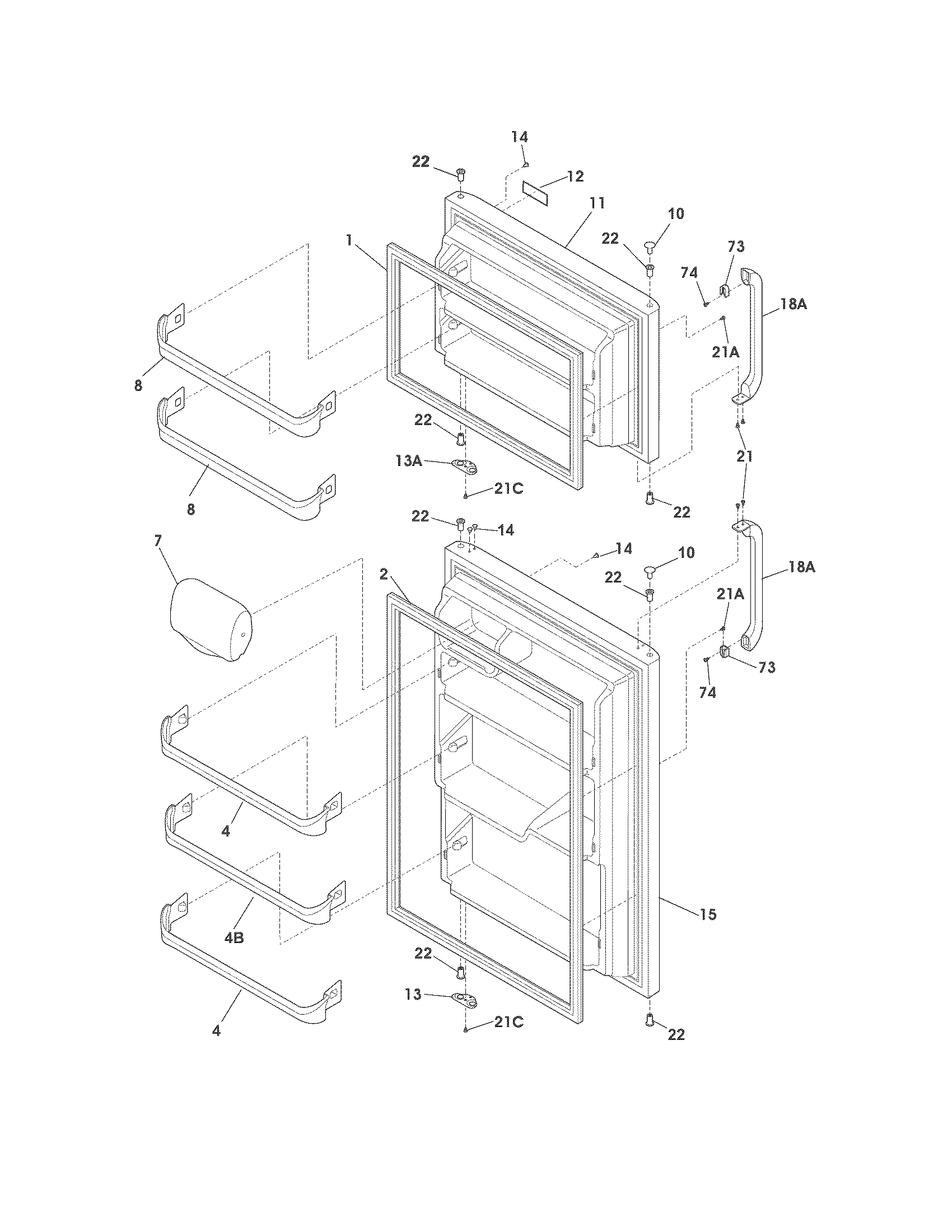 Crosley CRT182NW6 doors diagram