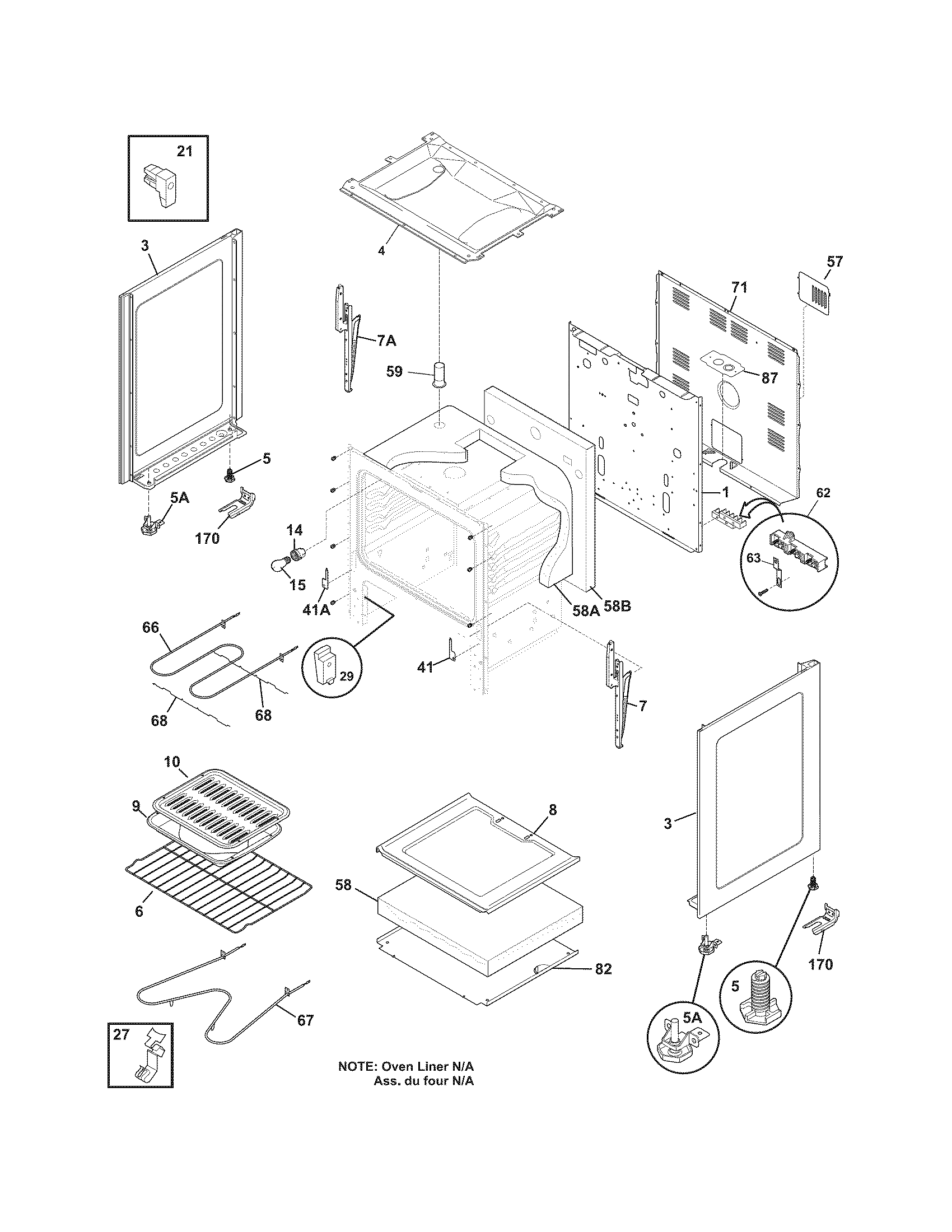 Frigidaire FFEF3009PBA body diagram