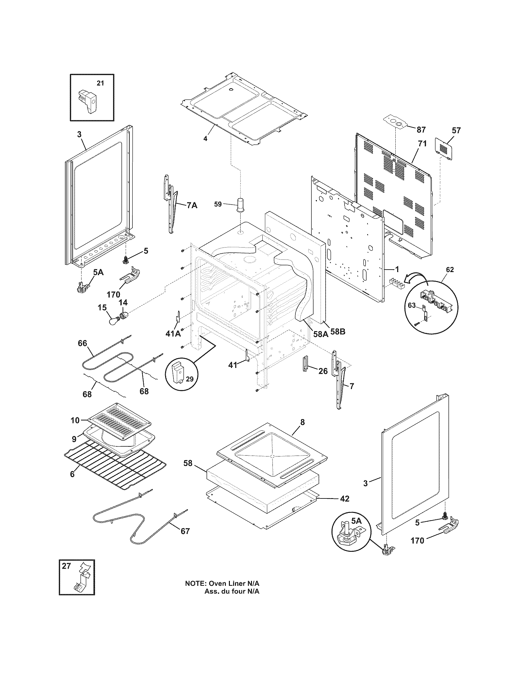 Frigidaire FFEF3005MBA body diagram