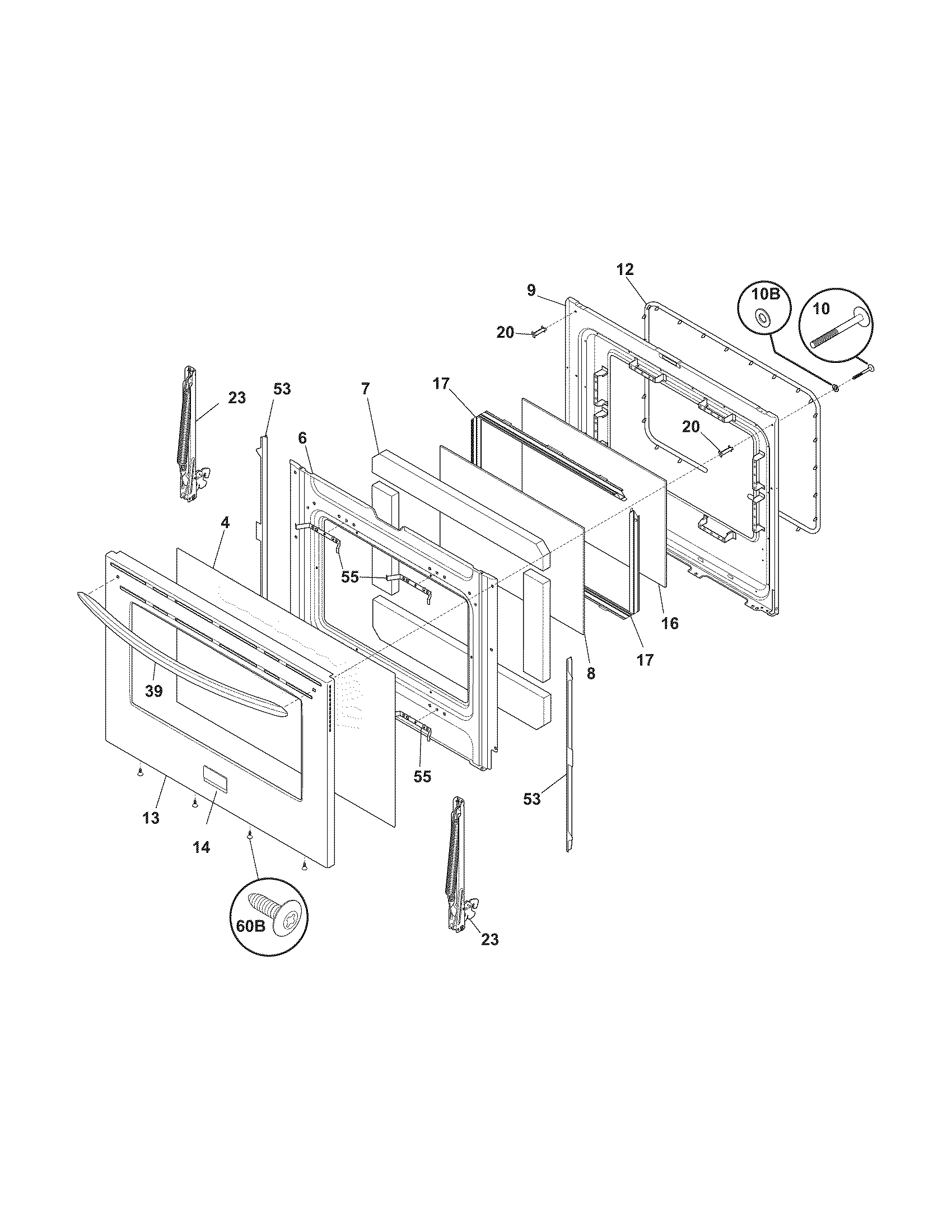 Frigidaire FGGF3032MFE door diagram