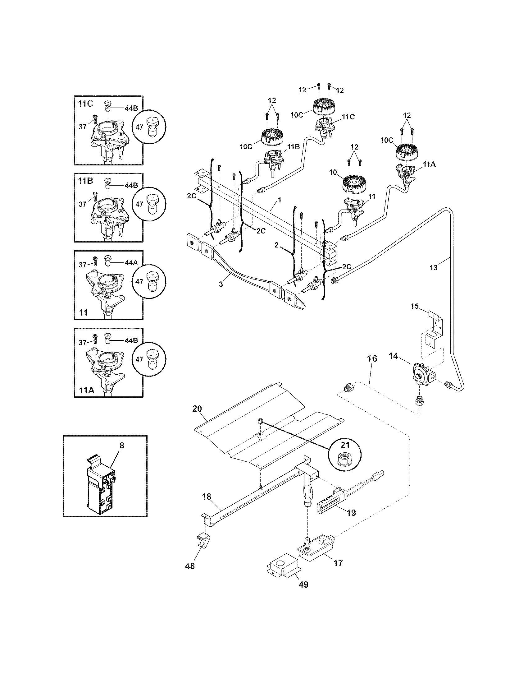 Kenmore 79073239310 burner diagram