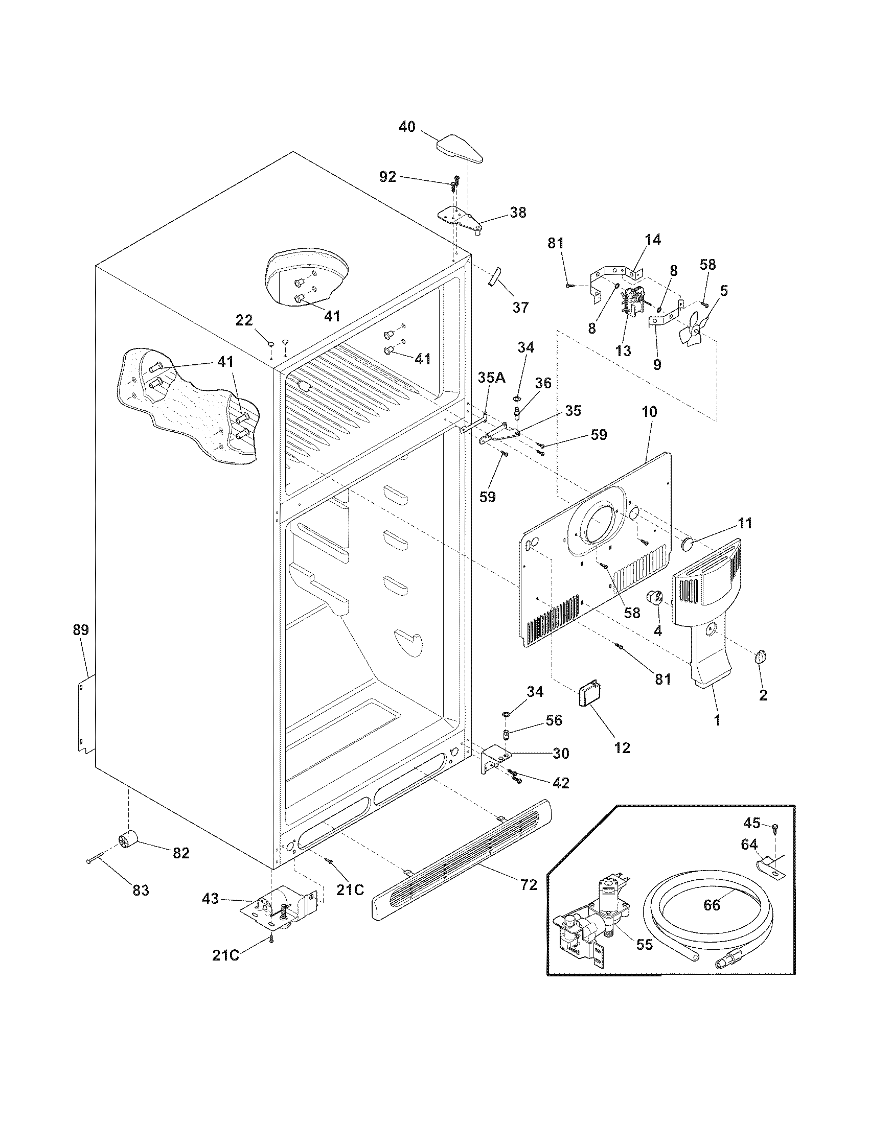 Frigidaire LFHT1817LW8 cabinet diagram