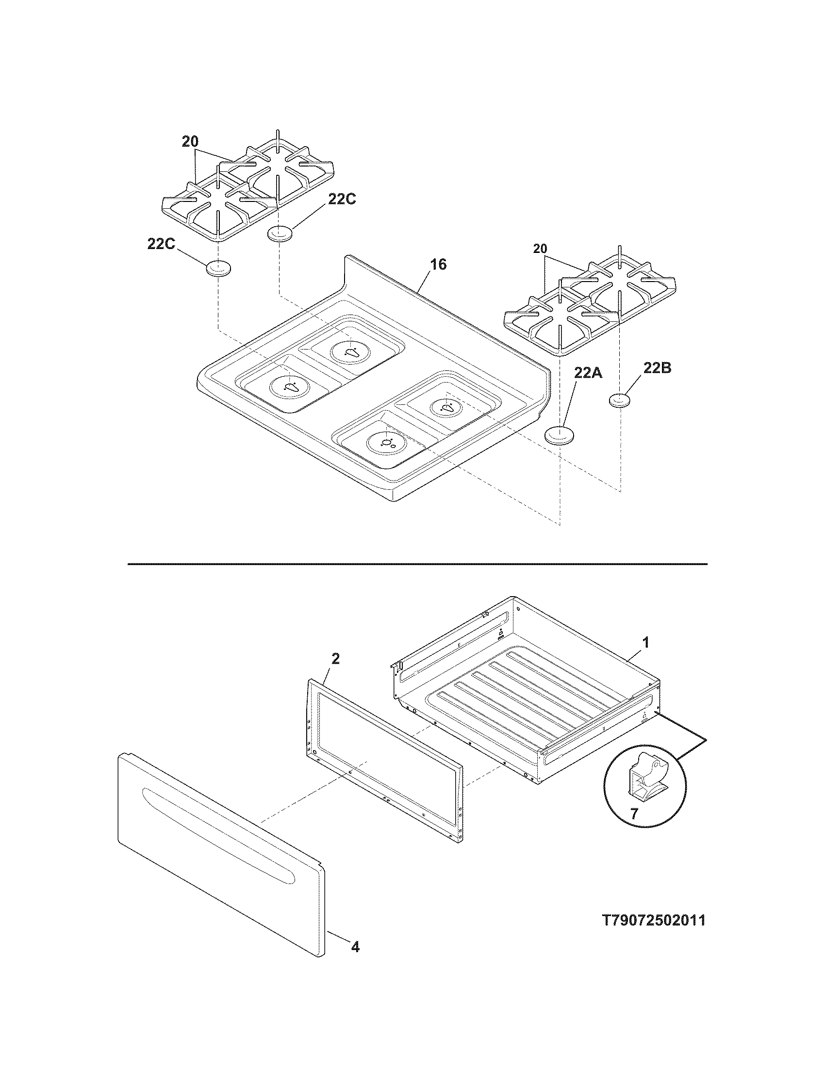 Kenmore 79074039310 top/drawer diagram