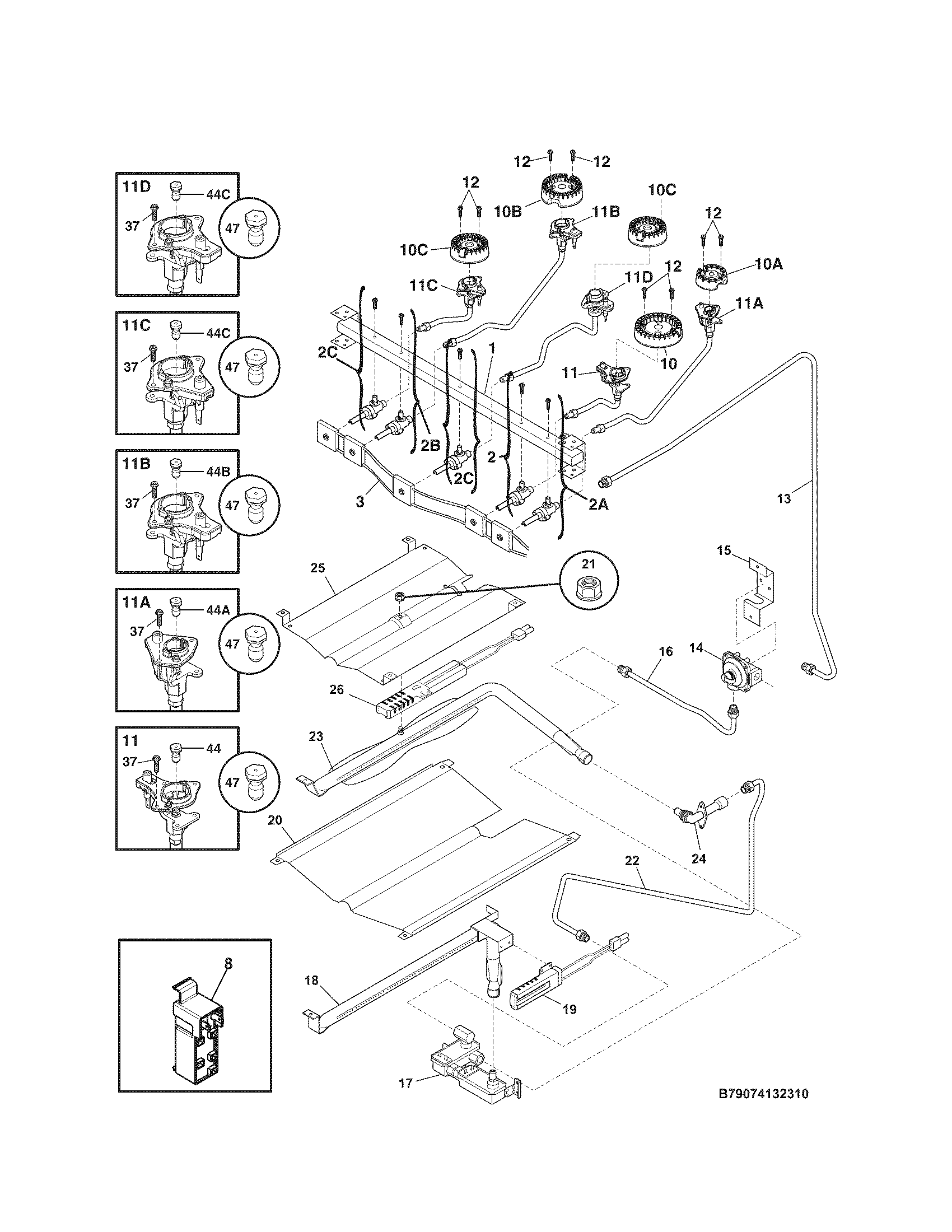 Kenmore 79074132310 burner diagram