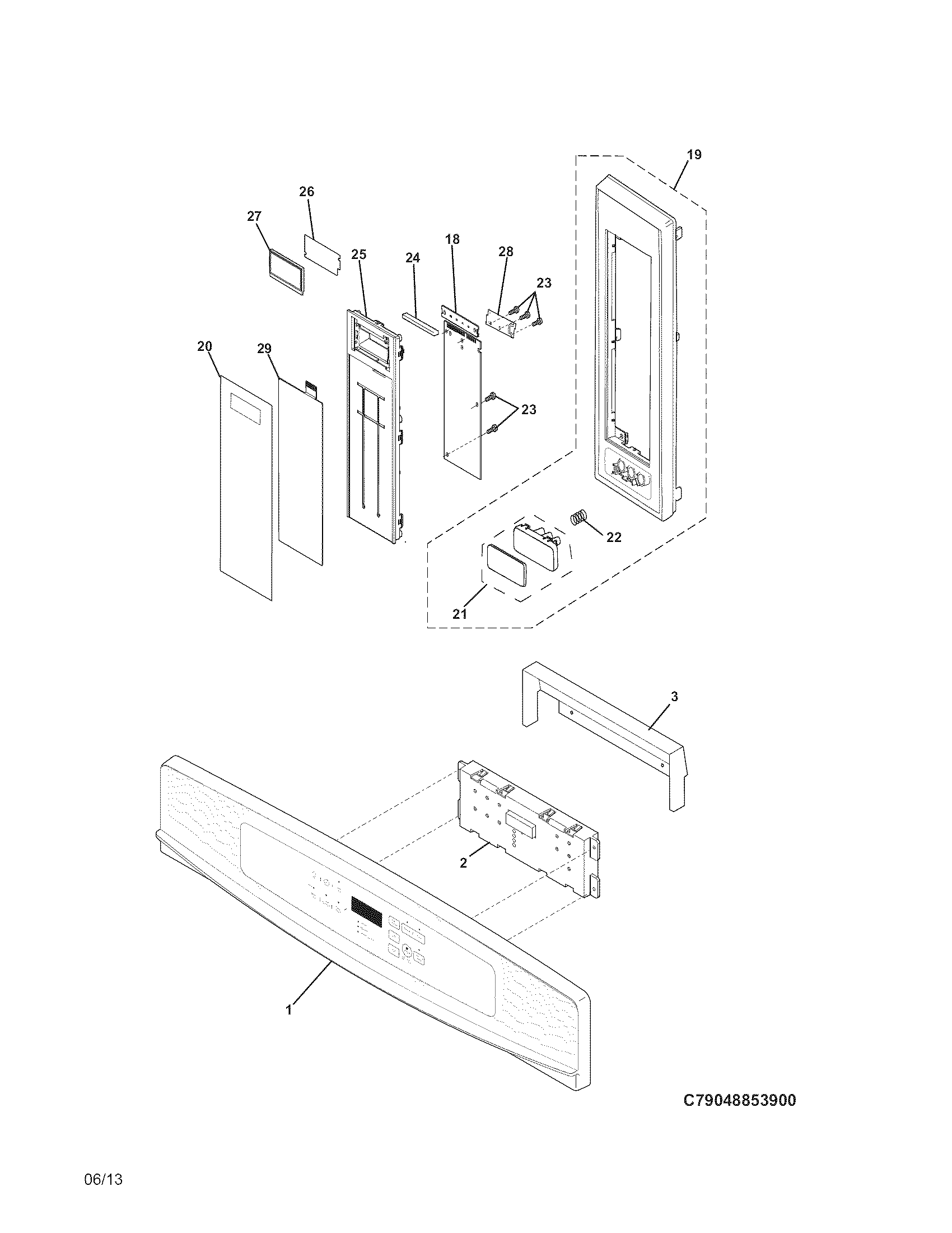 Kenmore 79048843901 control panel diagram