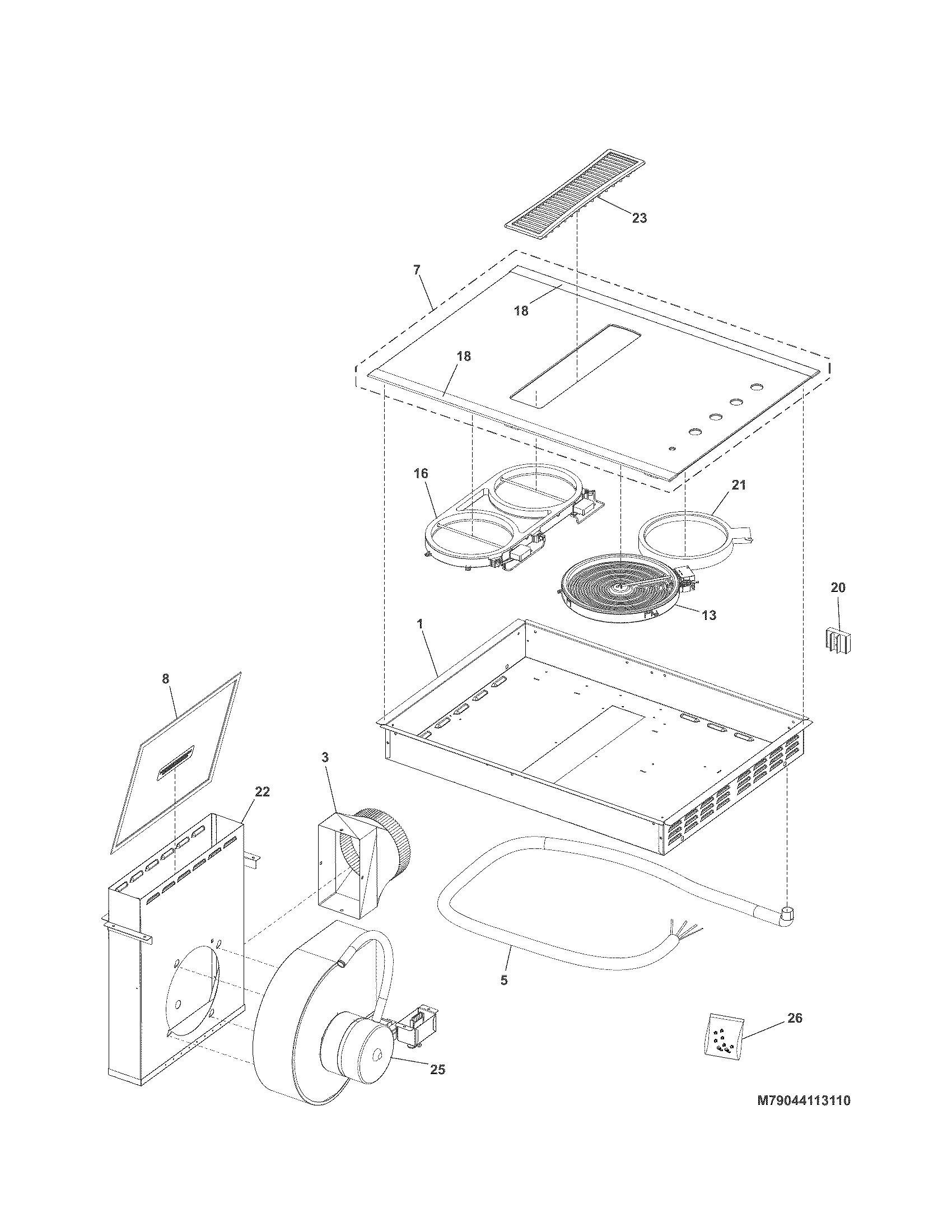Kenmore Elite 79044113110 main top diagram