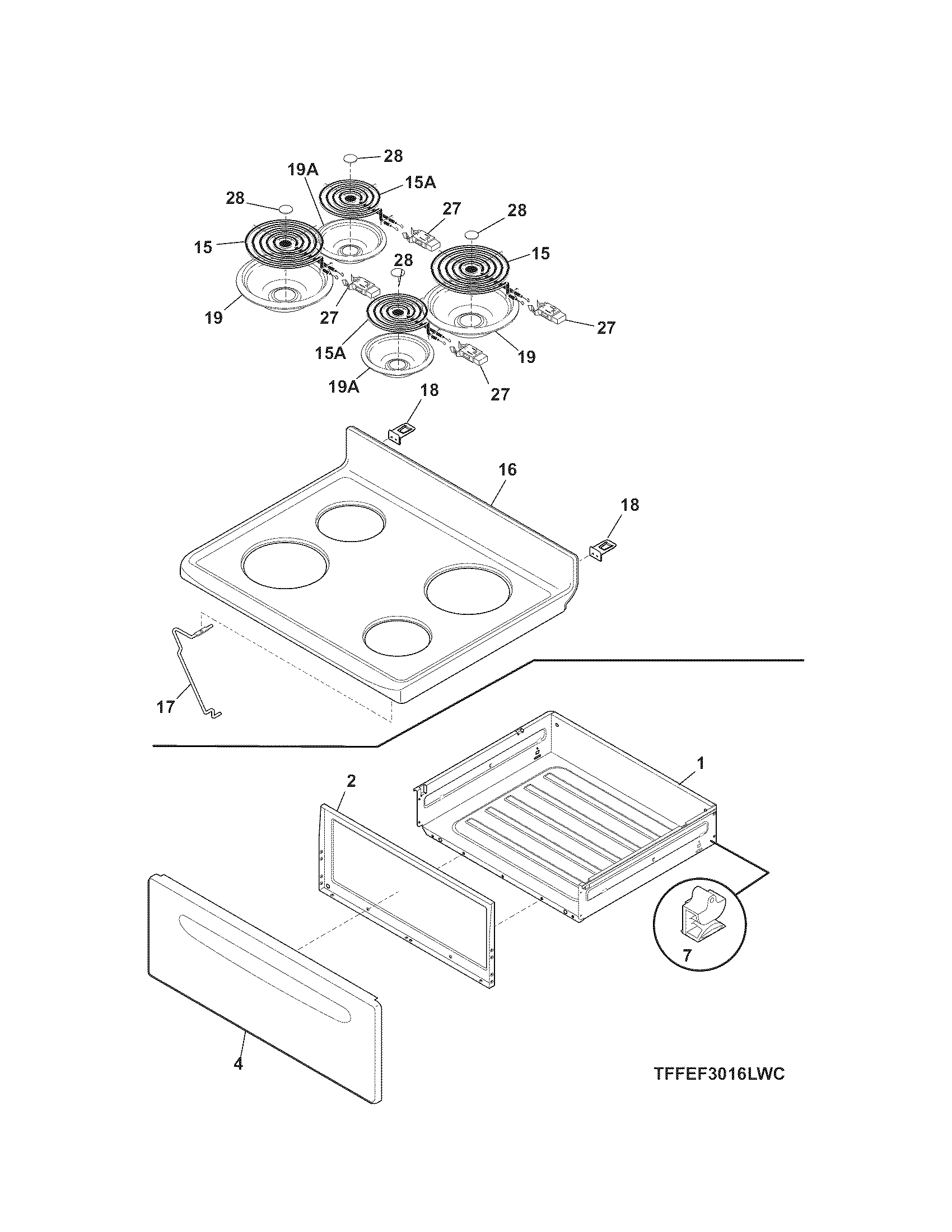 Kenmore 79094144310 top/drawer diagram