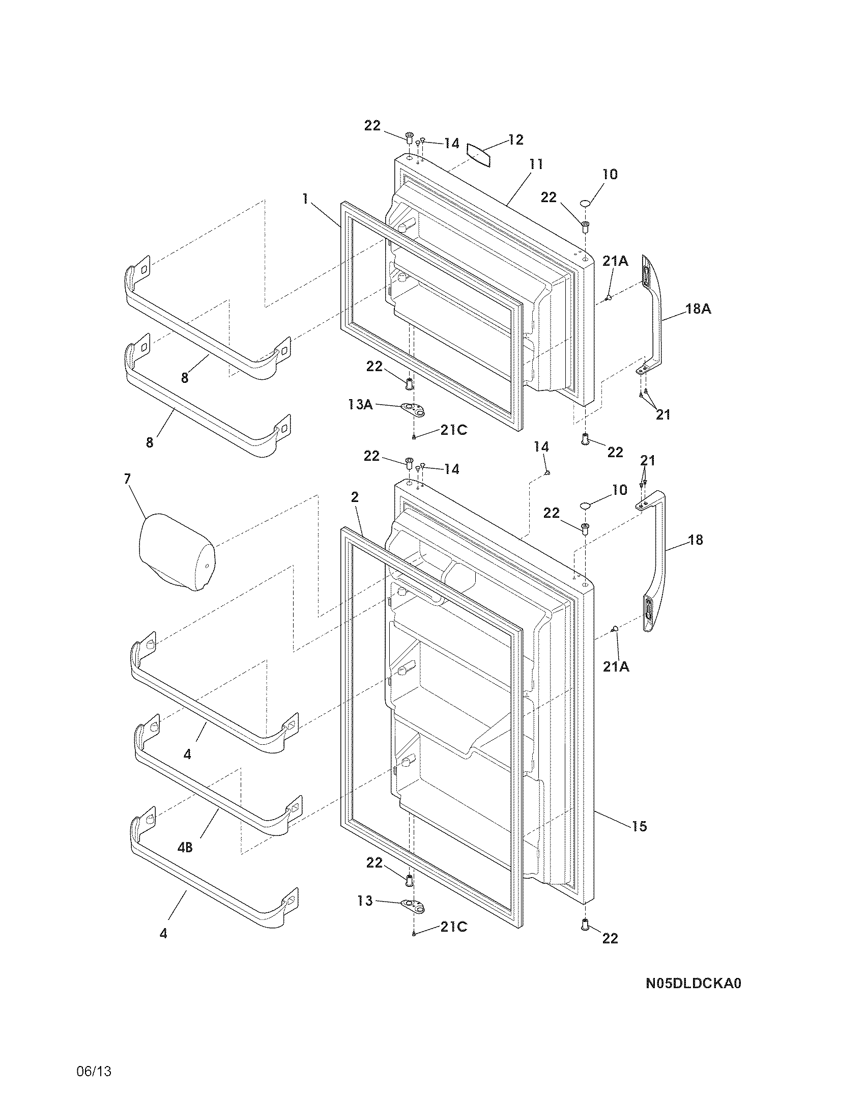 Frigidaire FFTR1814LWH doors diagram