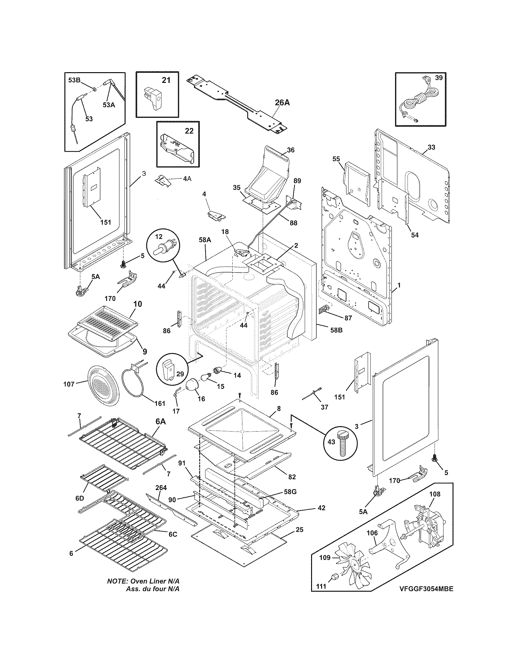 Frigidaire FGGF3054MBE body diagram
