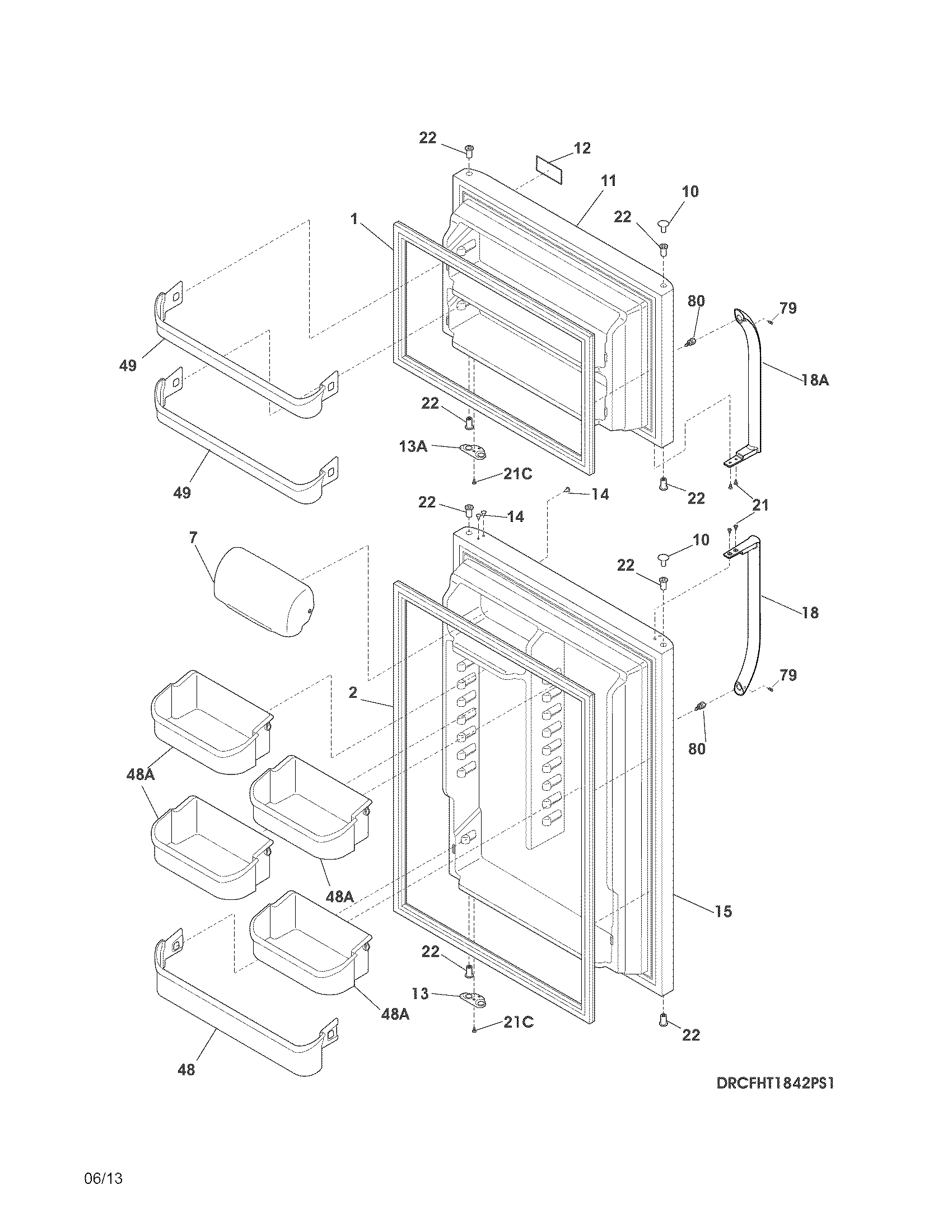 Frigidaire CFHT1842PS1 doors diagram