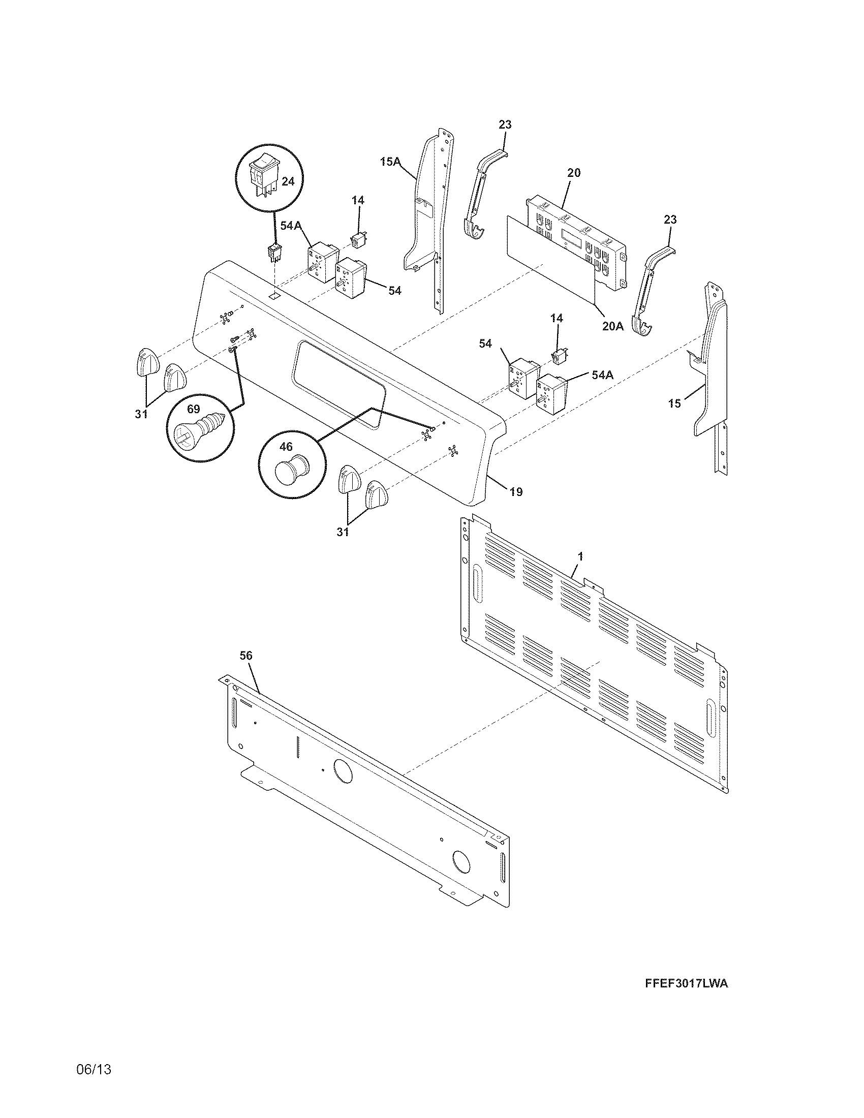 Frigidaire FFEF3017ZWD backguard diagram