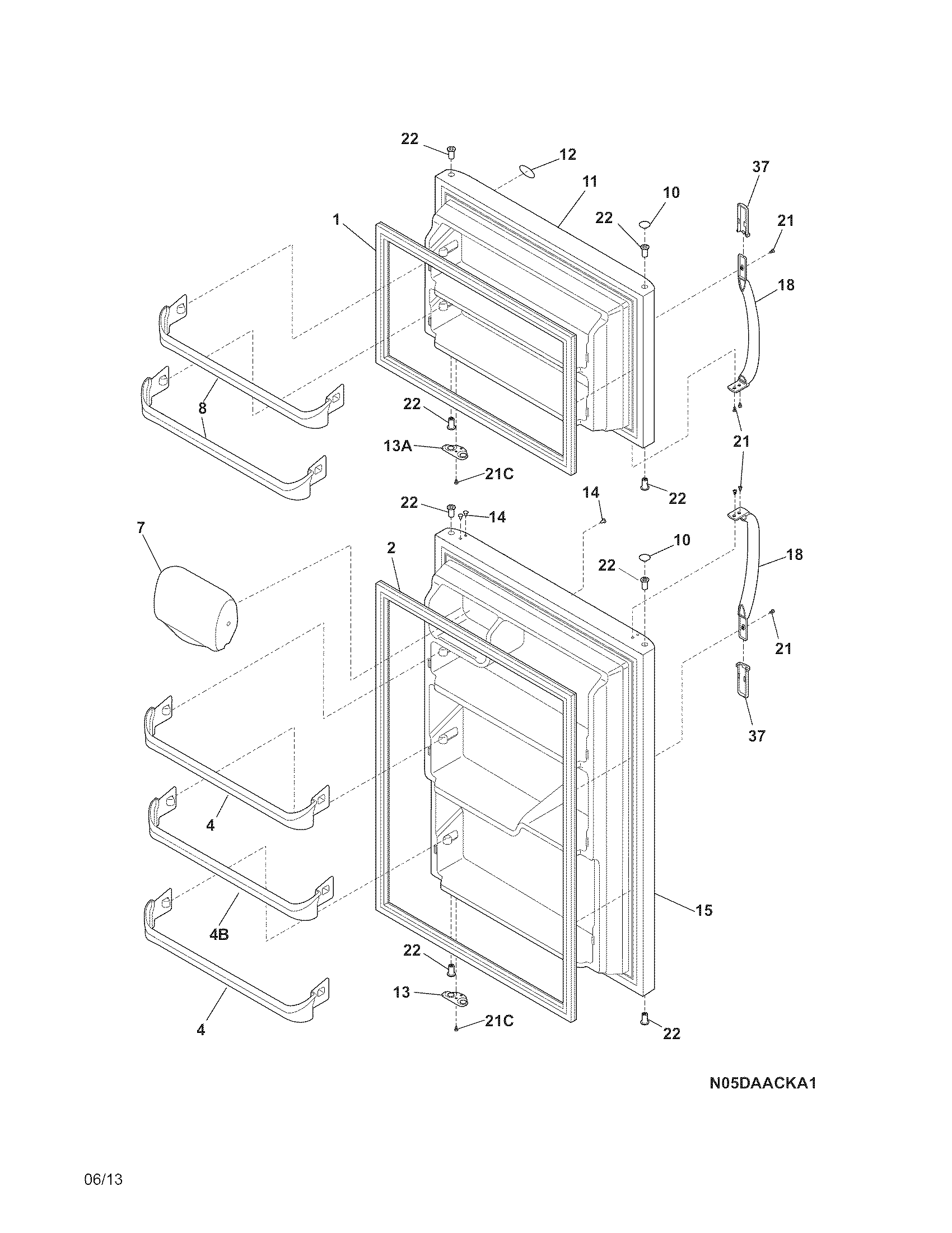 Frigidaire FTMD18P4KB6 doors diagram