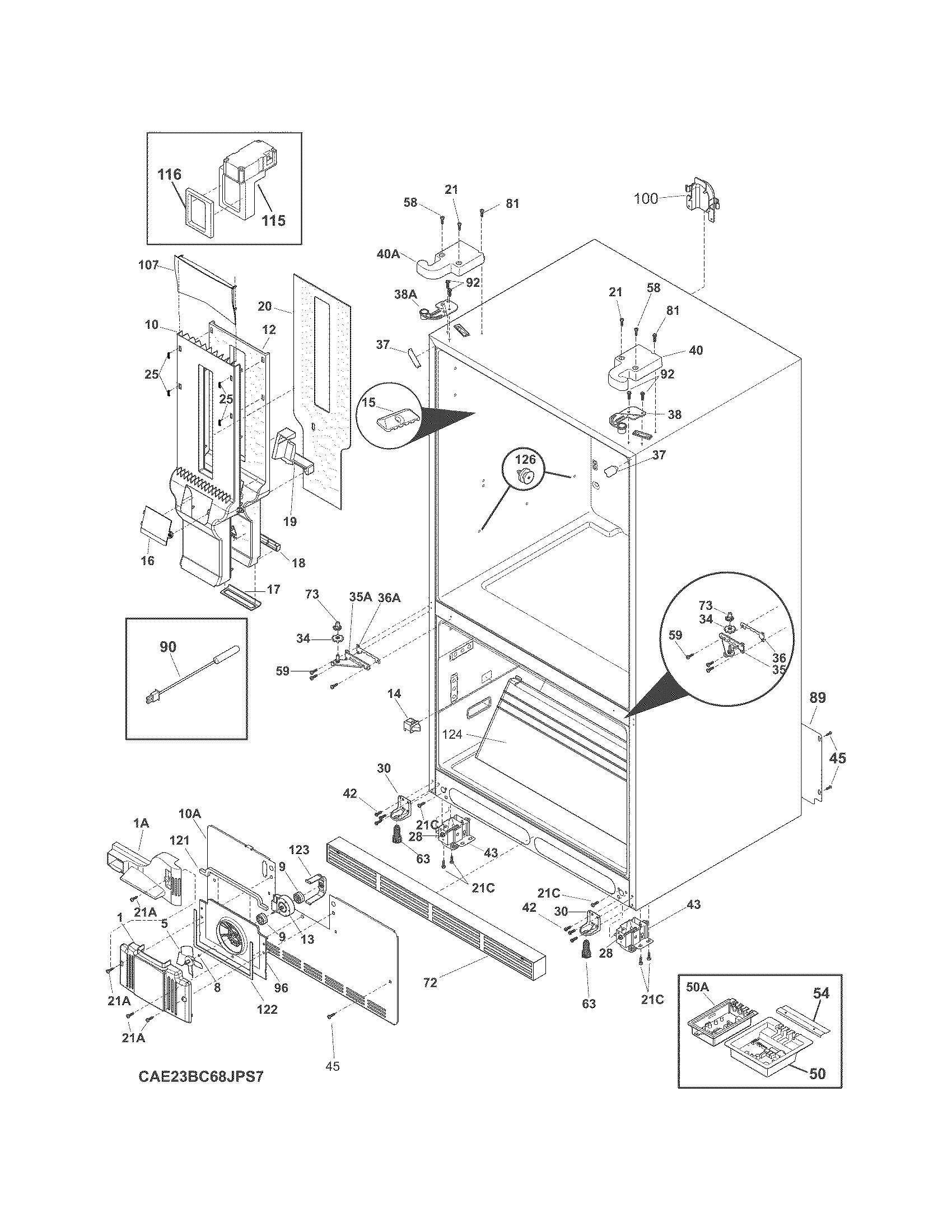 Electrolux E23BC68JPS9 cabinet diagram