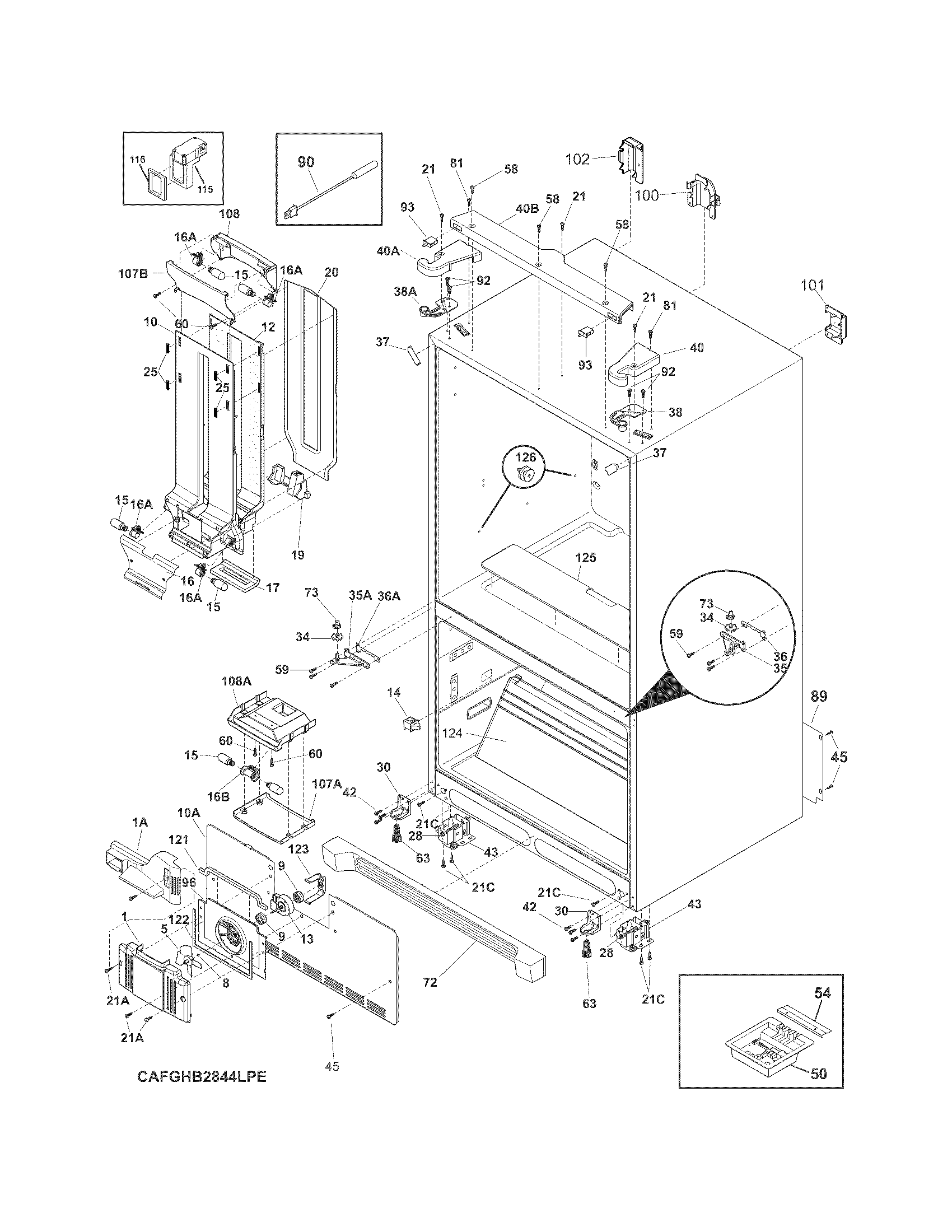 Frigidaire FGHB2844LFG cabinet diagram