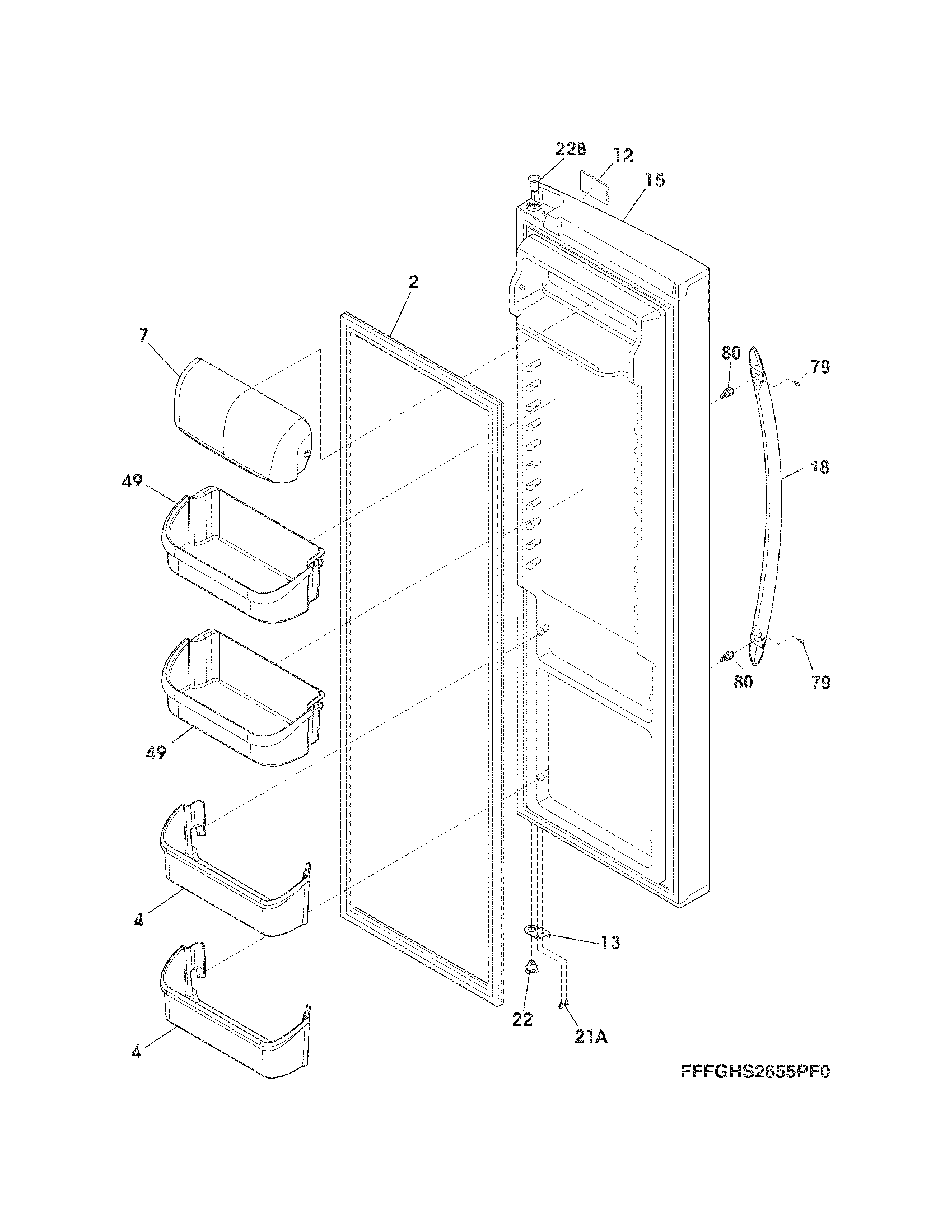 Frigidaire FGHS2655PF1 refrigerator door diagram