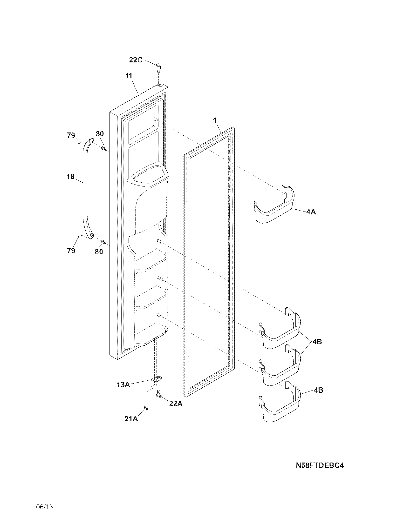 Frigidaire FFHS2611PF1 freezer door diagram