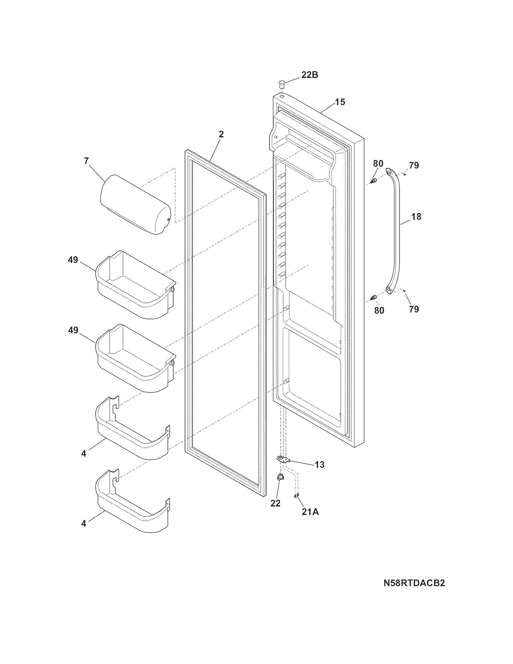 Frigidaire FFHS2611PF1 refrigerator door diagram