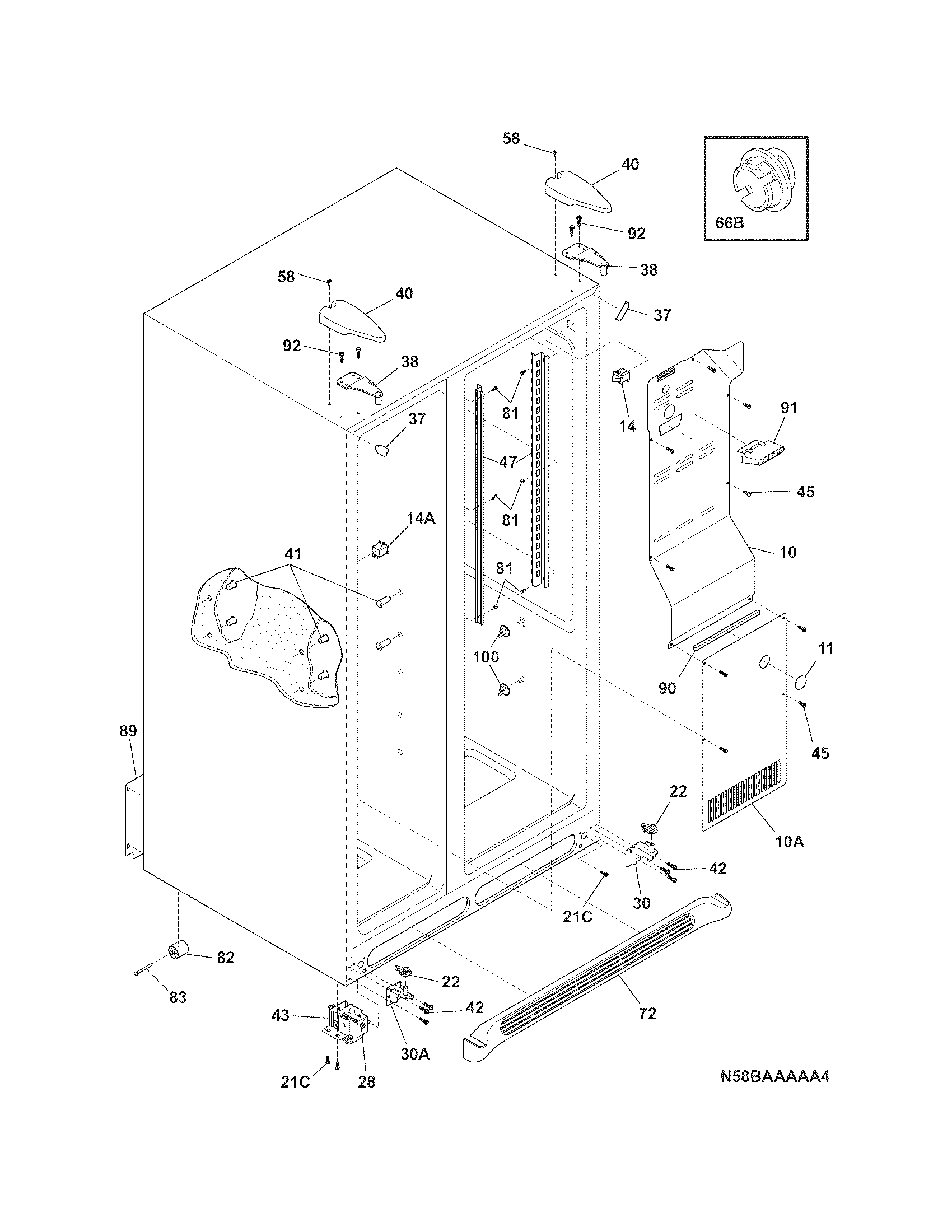 Frigidaire FFHS2311LWA cabinet diagram