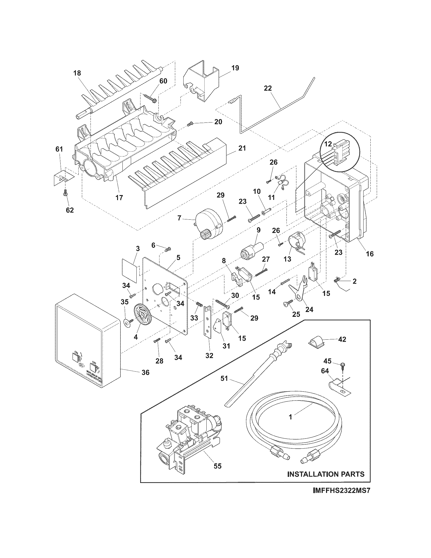 Frigidaire FFHS2311LWA ice maker diagram