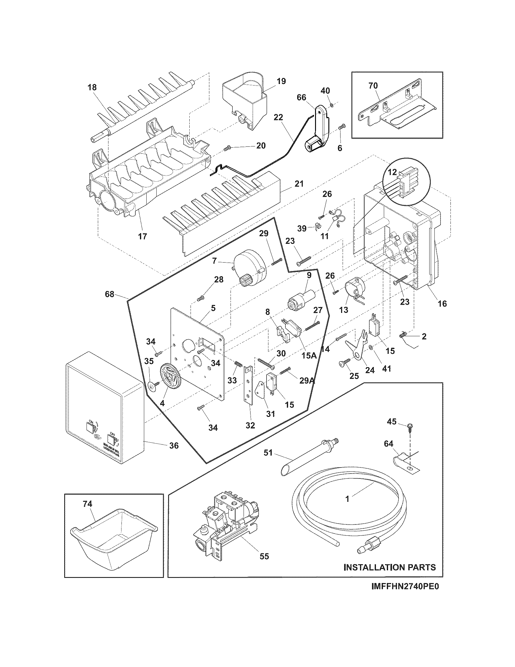 Frigidaire FGHN2866PE1 ice maker diagram