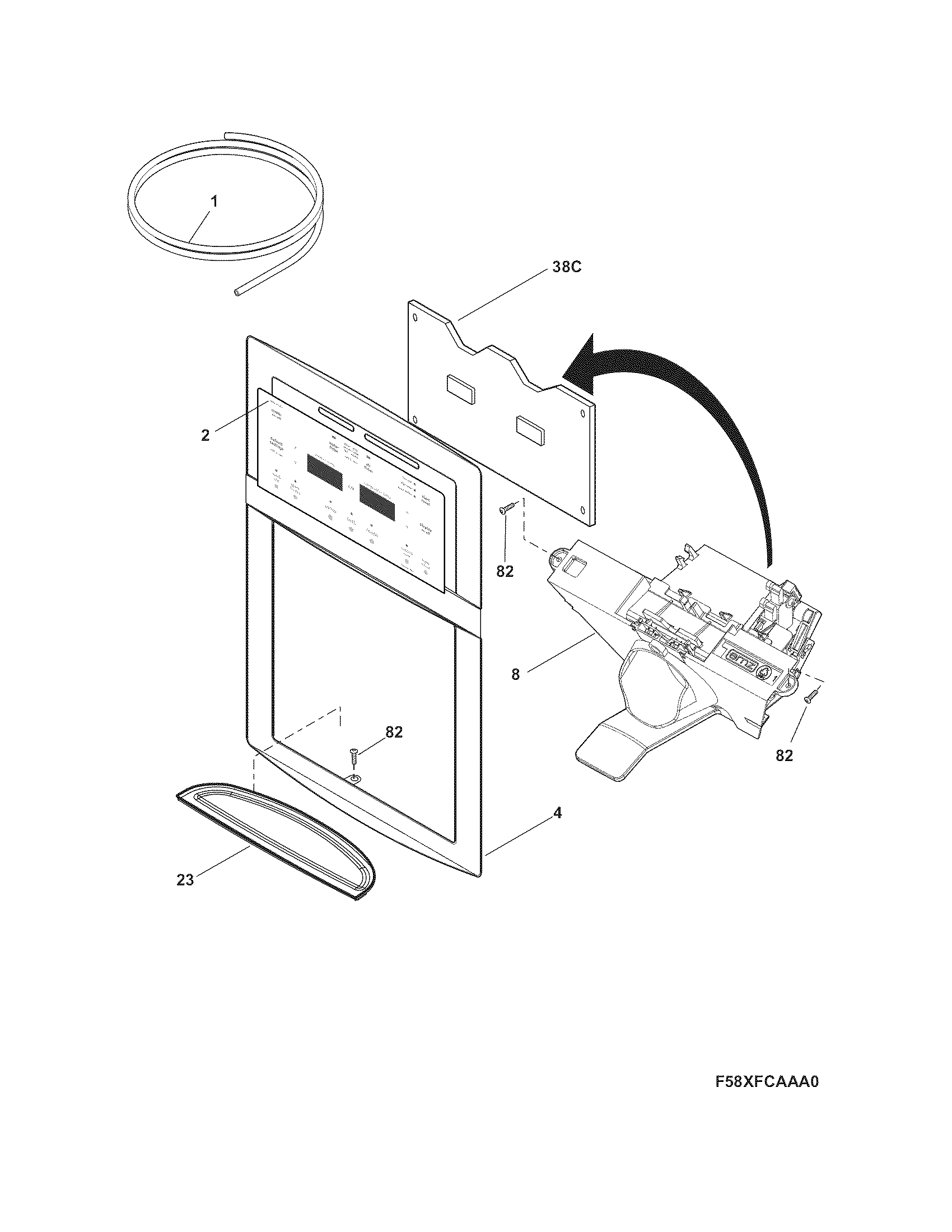 Frigidaire FFSC2323LS9 ice & water dispenser diagram