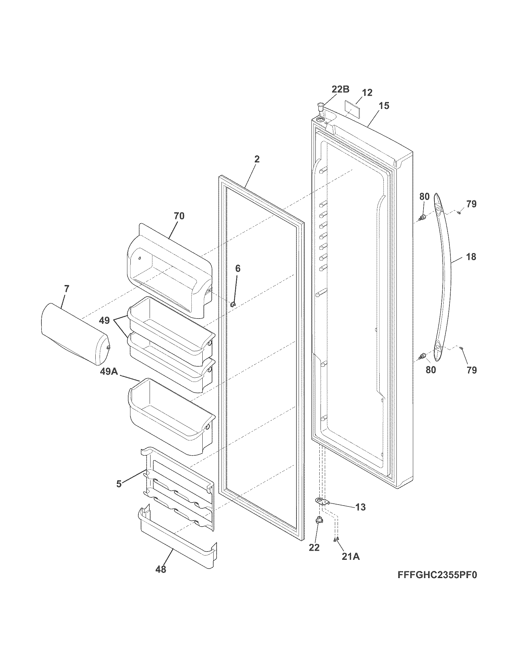 Frigidaire FGHC2331PF4 refrigerator door diagram