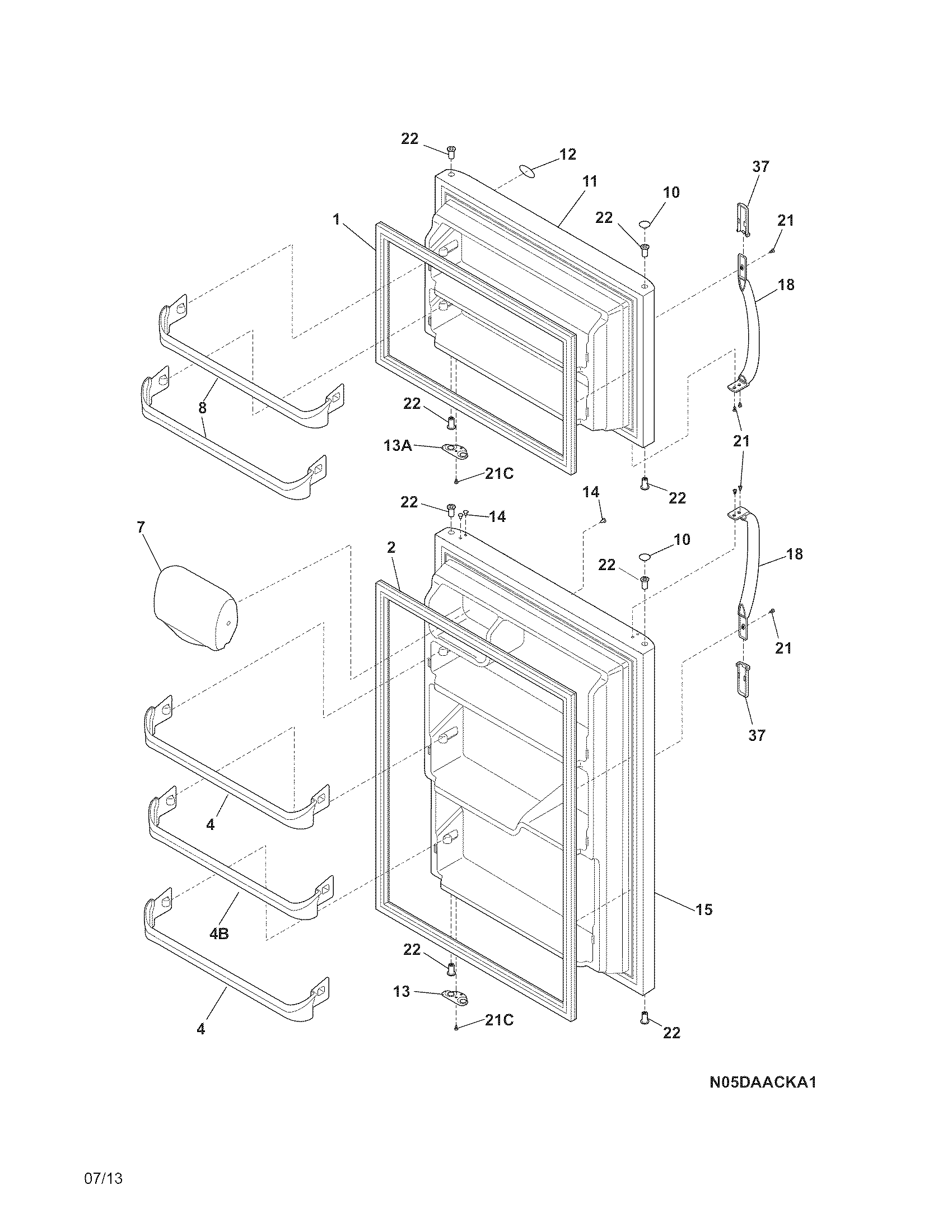 Crosley CRT185IPB3 doors diagram