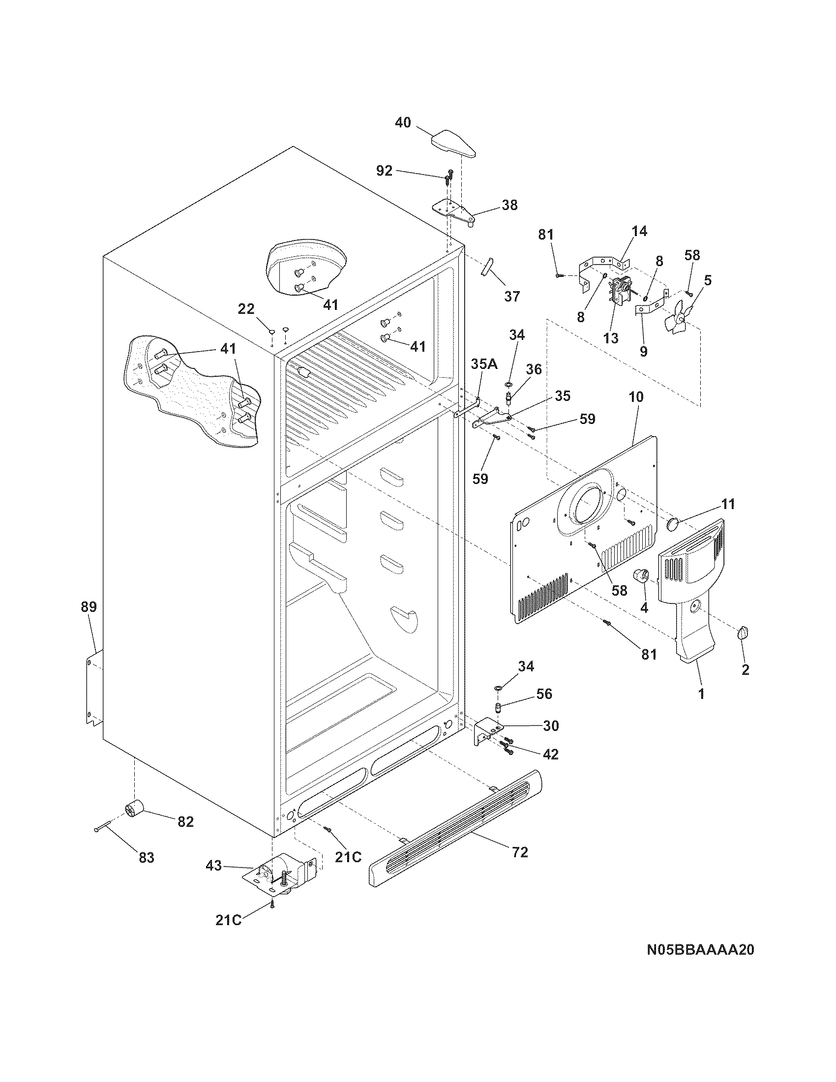 Crosley CRT185IPB3 cabinet diagram