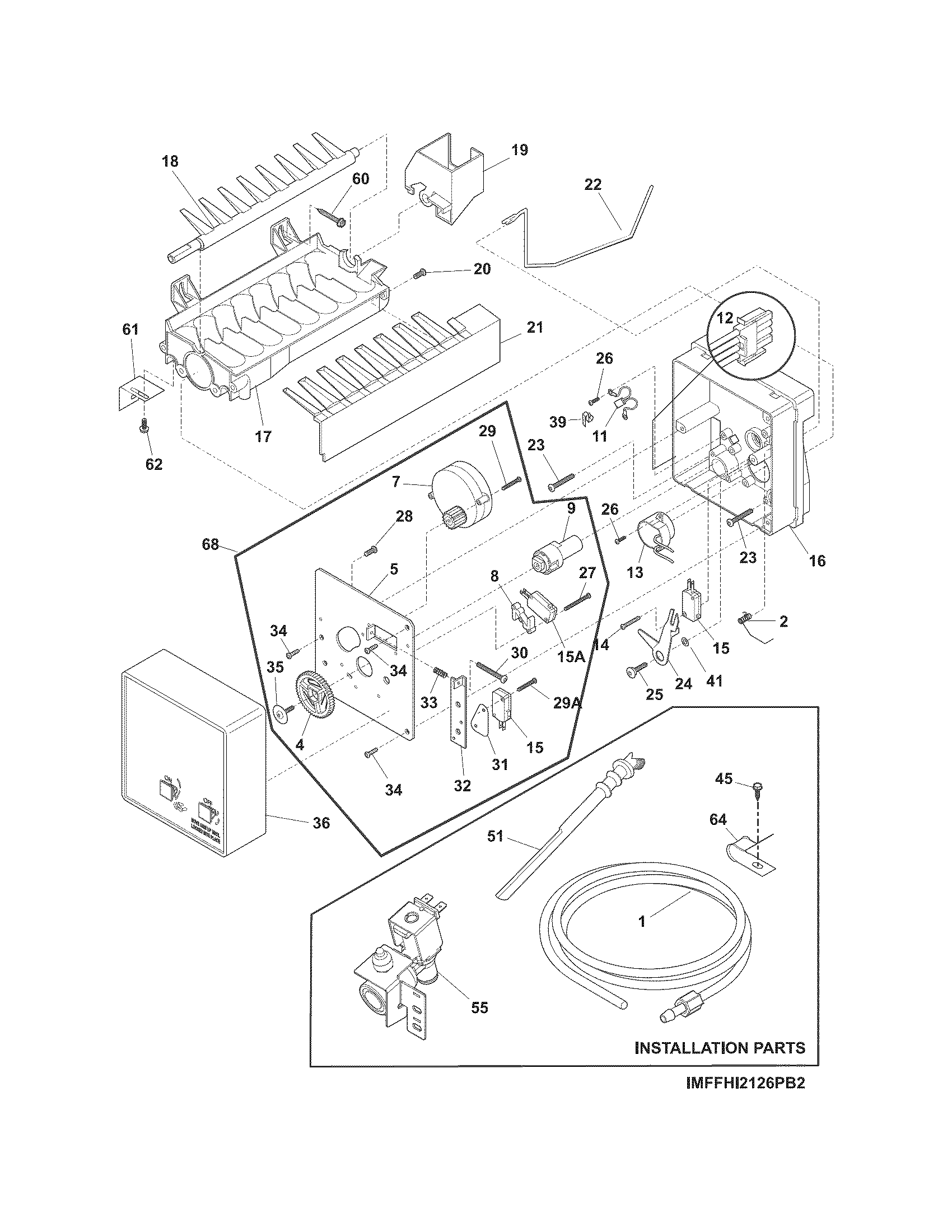 Crosley CRT185IPB3 ice maker diagram