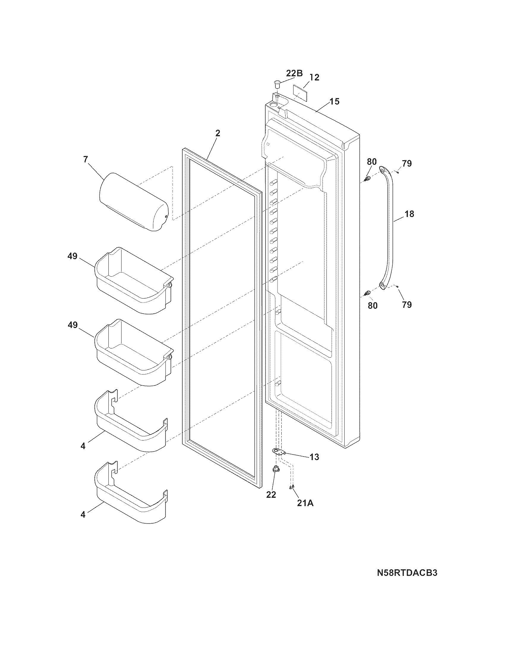 Frigidaire DGUS2645LF4 refrigerator door diagram