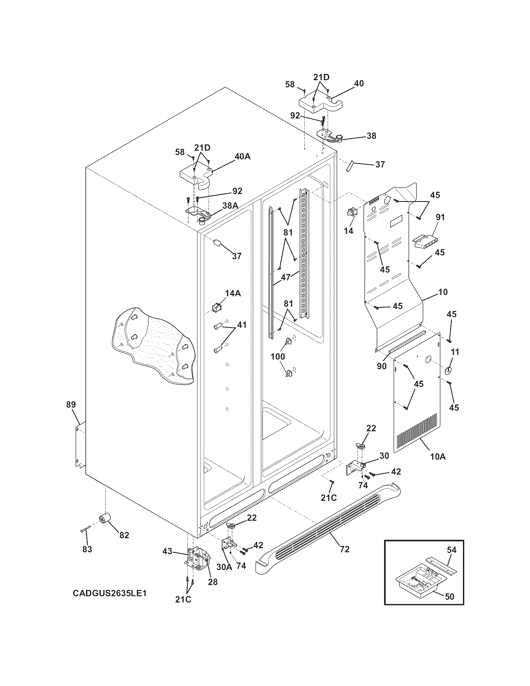 Frigidaire DGUS2645LF4 cabinet diagram