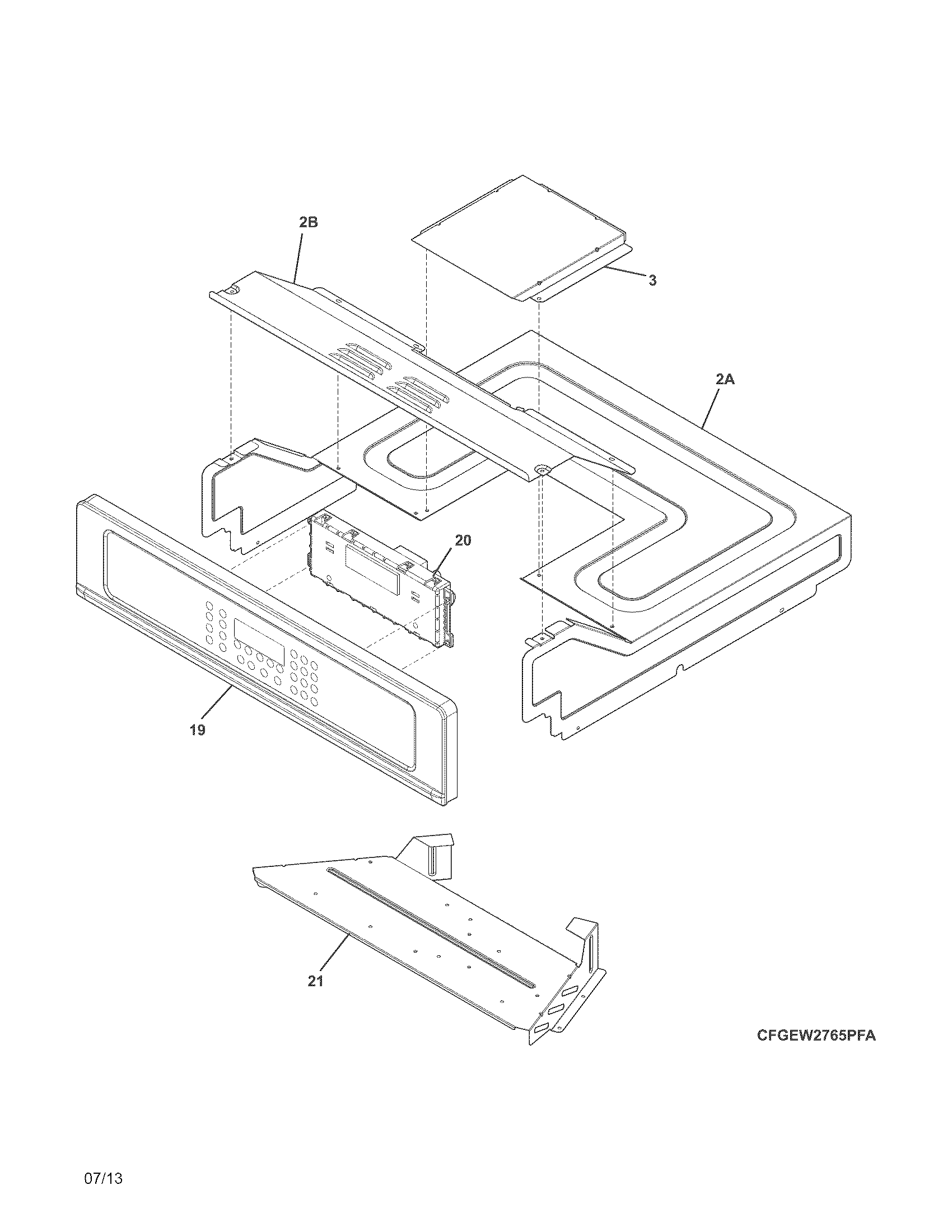 Frigidaire FGEW2765PFA control panel diagram