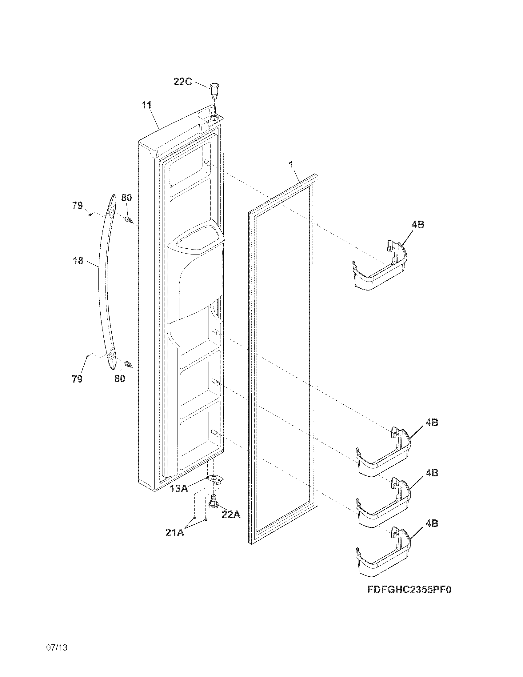 Frigidaire FGHC2331PF5 freezer door diagram