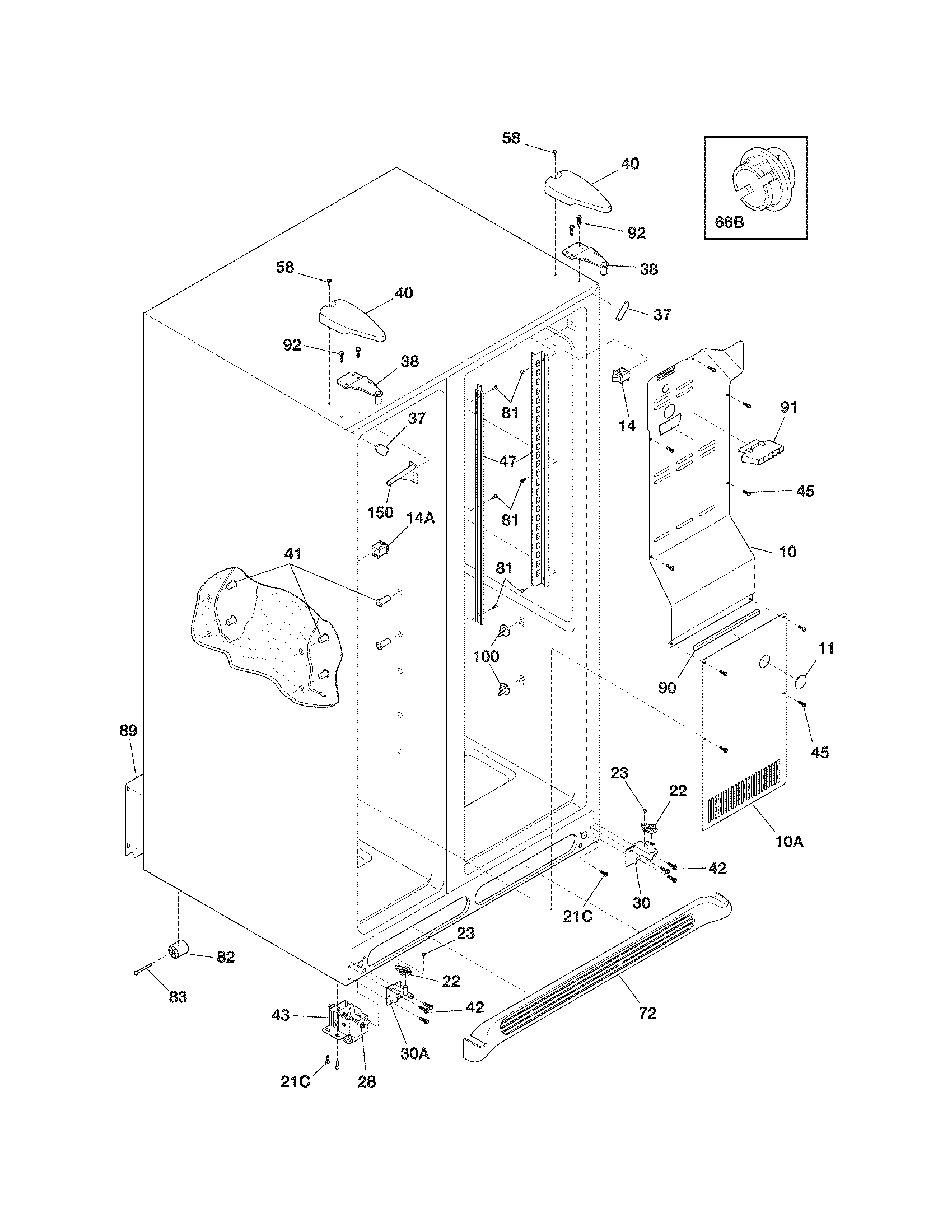 Frigidaire FRS26KF6EBG cabinet diagram