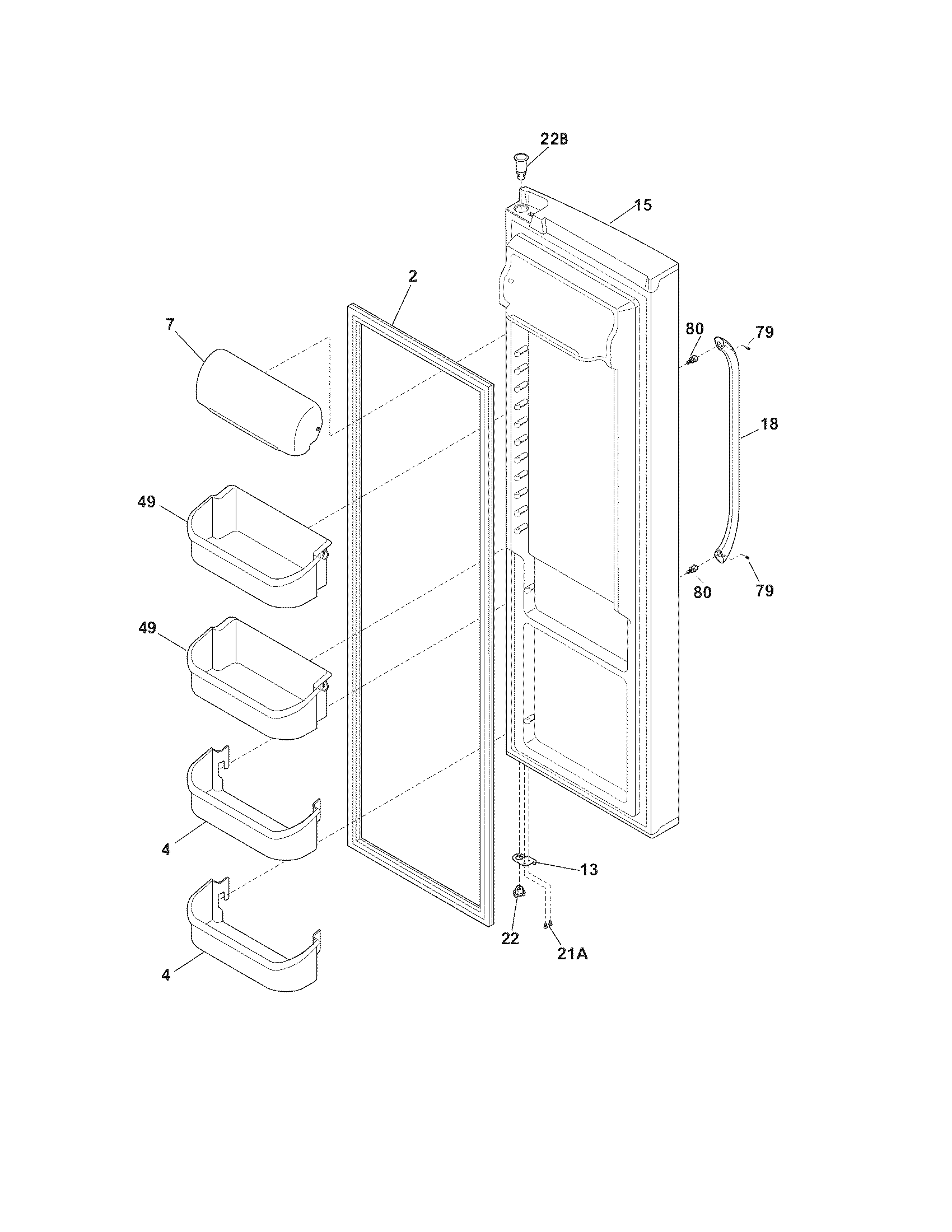 Frigidaire DFHS2313MFA refrigerator door diagram