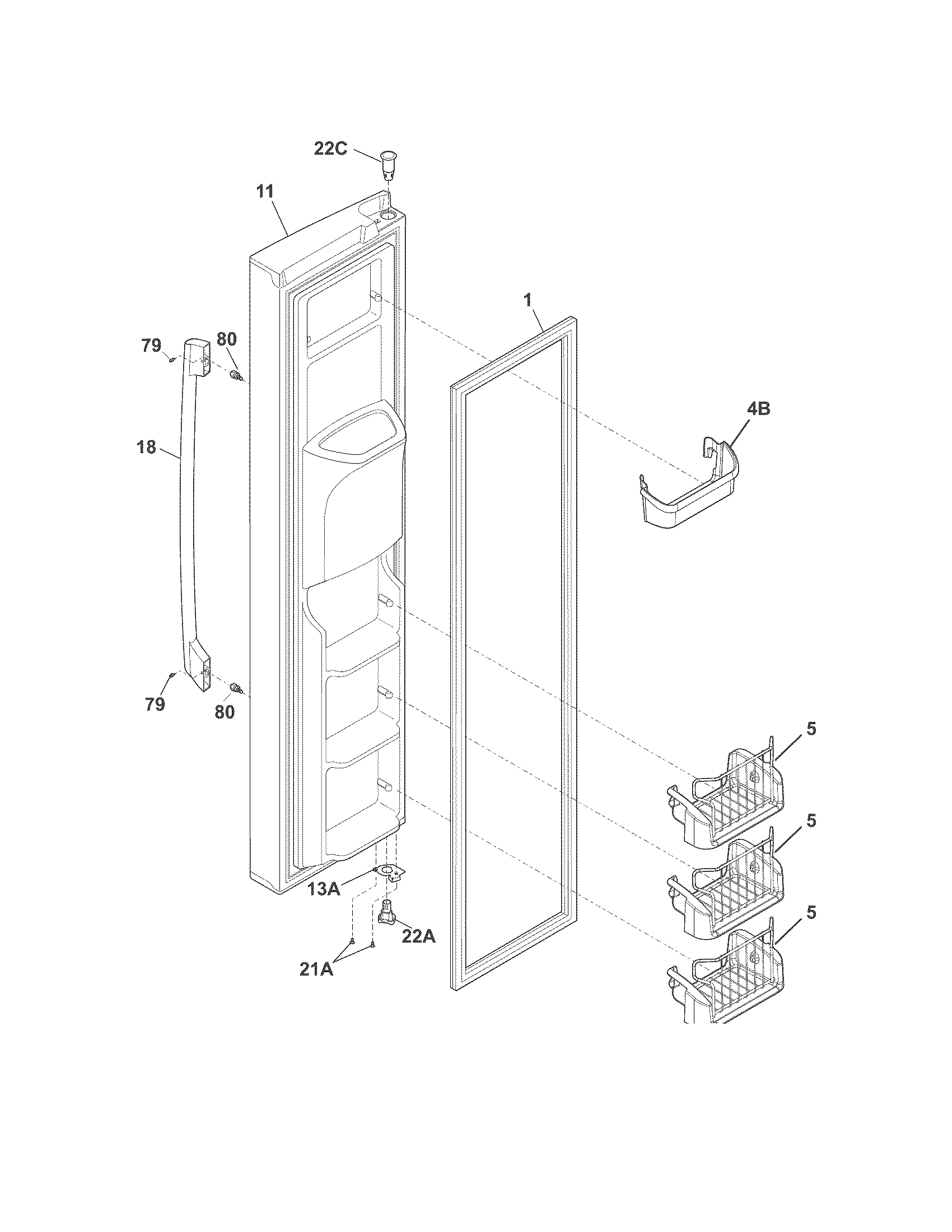 Frigidaire FPHC2399PF3 freezer door diagram