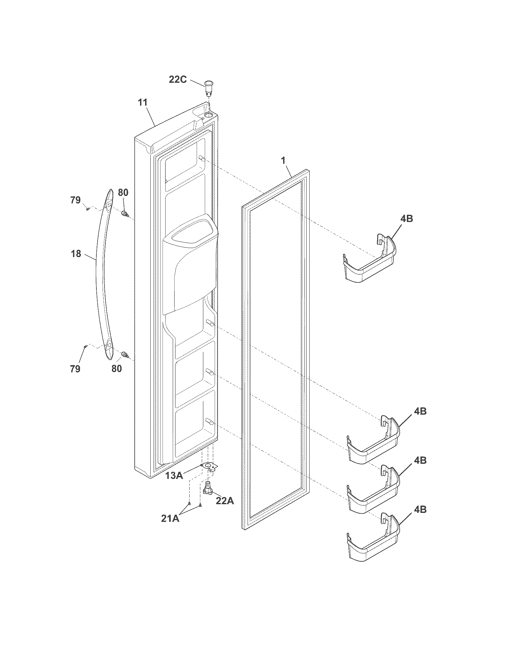 Frigidaire FGHC2331PF6 freezer door diagram