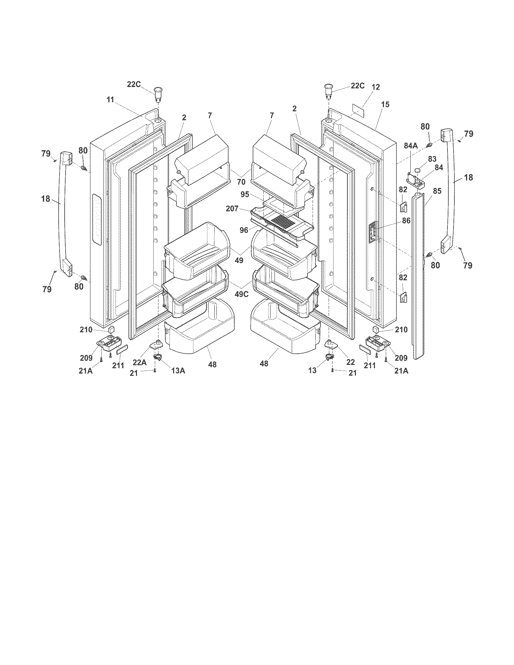 Frigidaire FPHG2399PF1 refrigerator door diagram