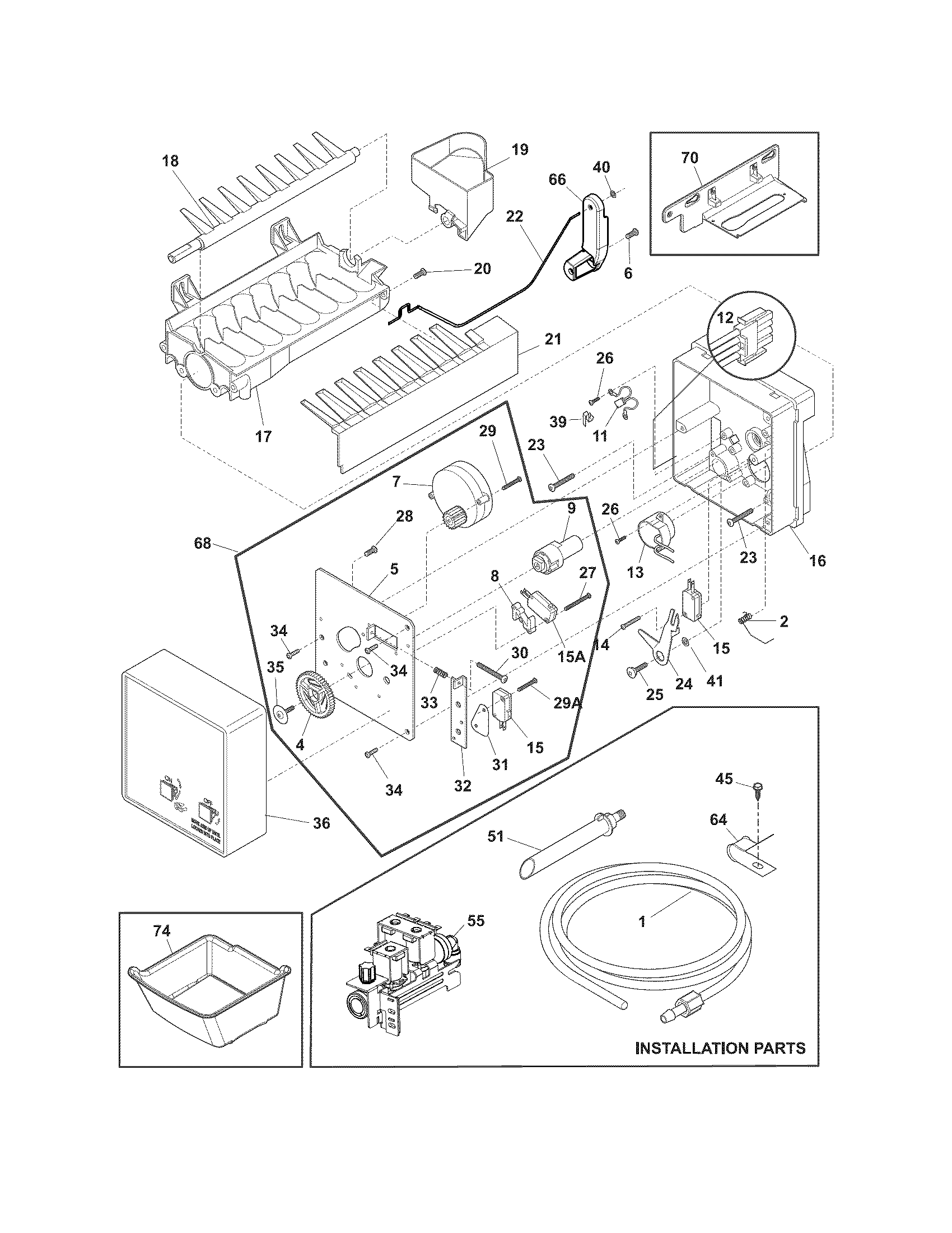 Frigidaire FPHG2399PF1 icemaker diagram