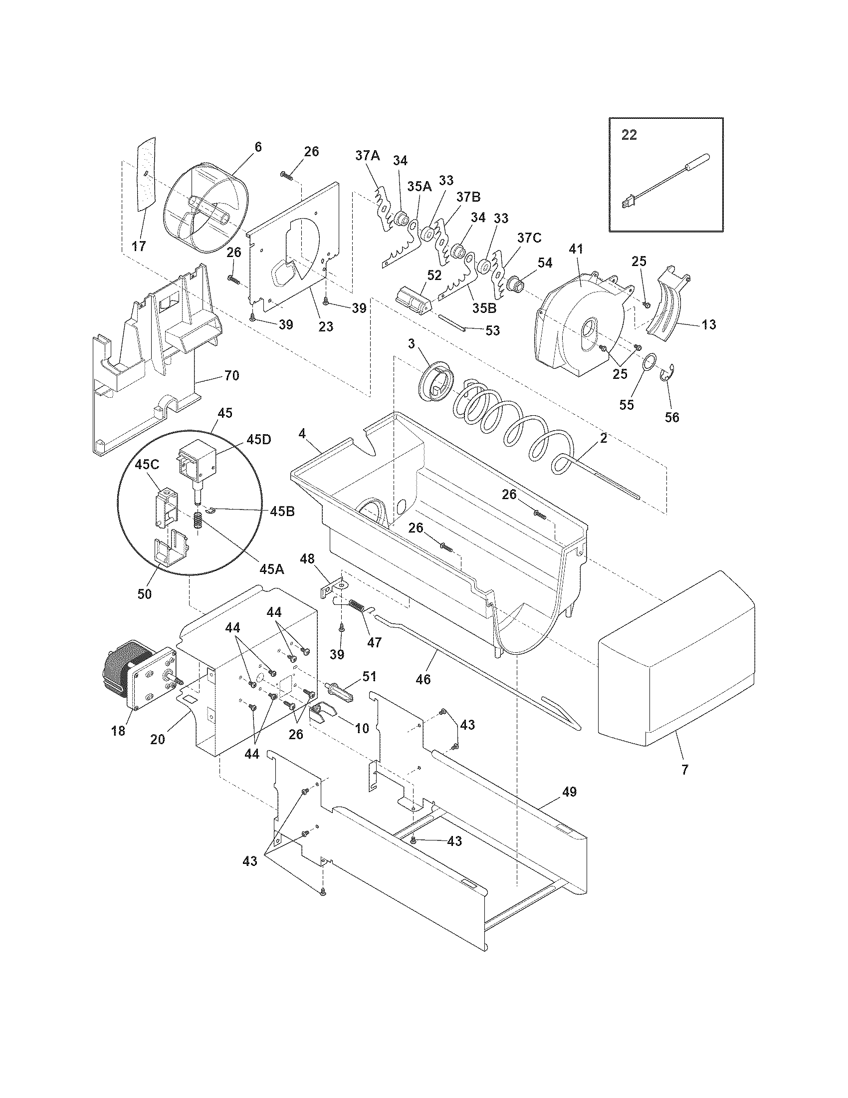 Electrolux EI23CS65KS2 ice container diagram
