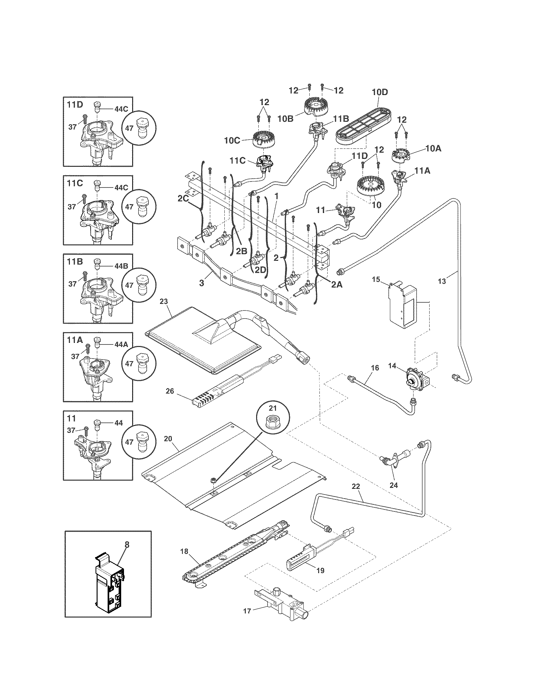 Kenmore Elite 79075233310 burner diagram