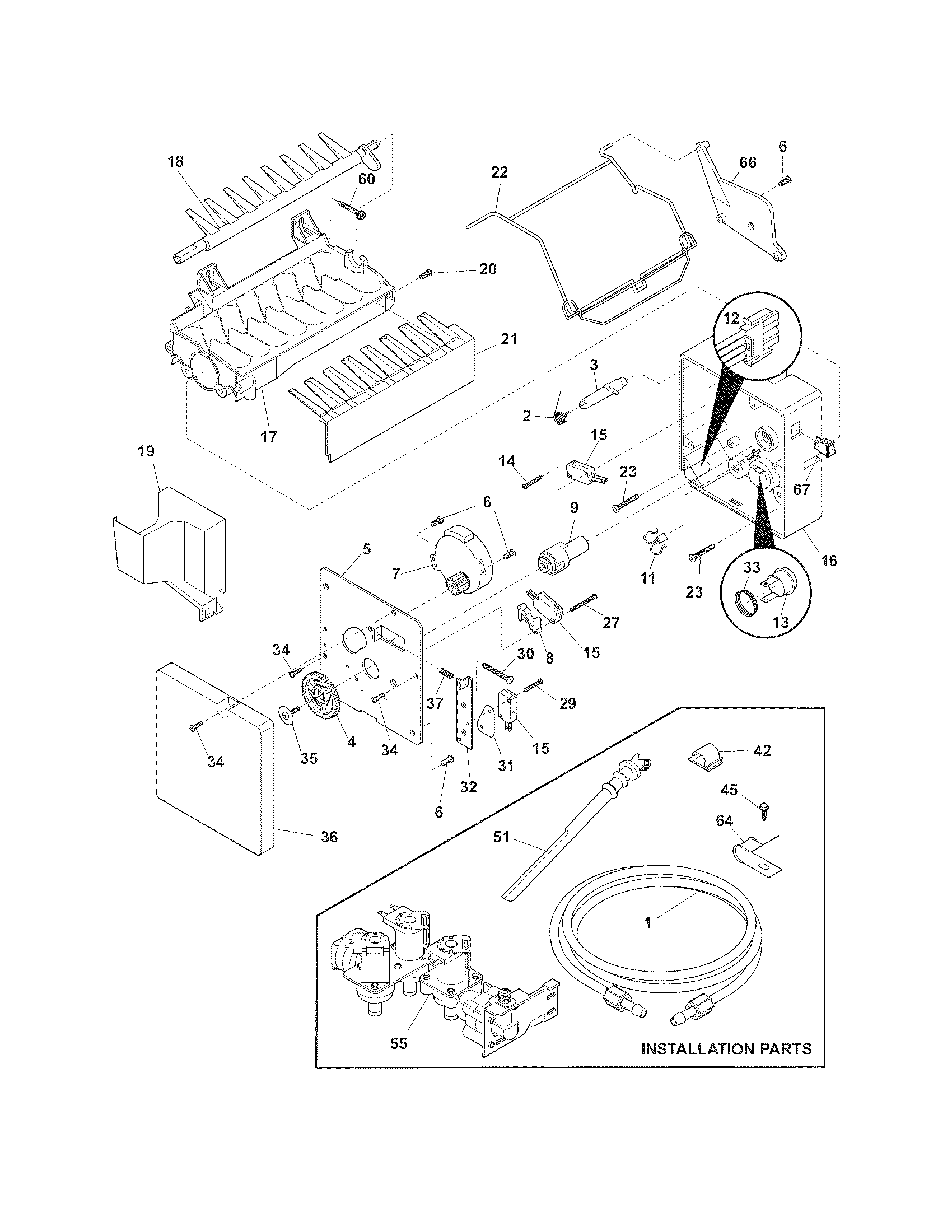 Electrolux E23CS75DSS0 ice maker diagram