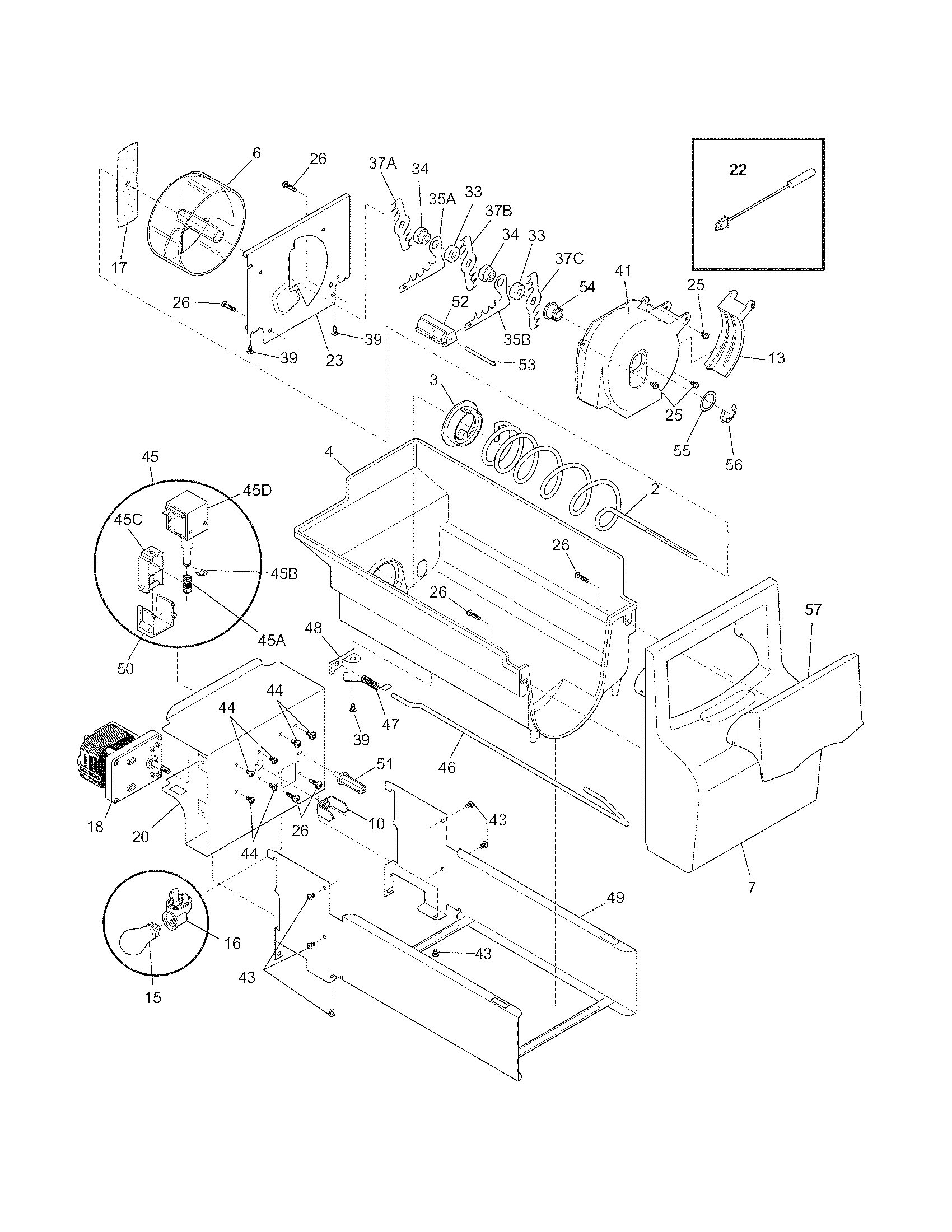 Crosley CRSH232PS3 ice container diagram