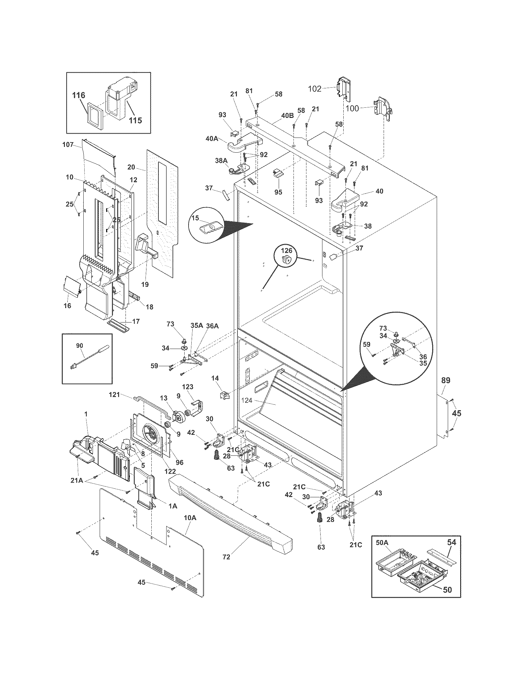 Electrolux EW23BC85KS7 cabinet diagram
