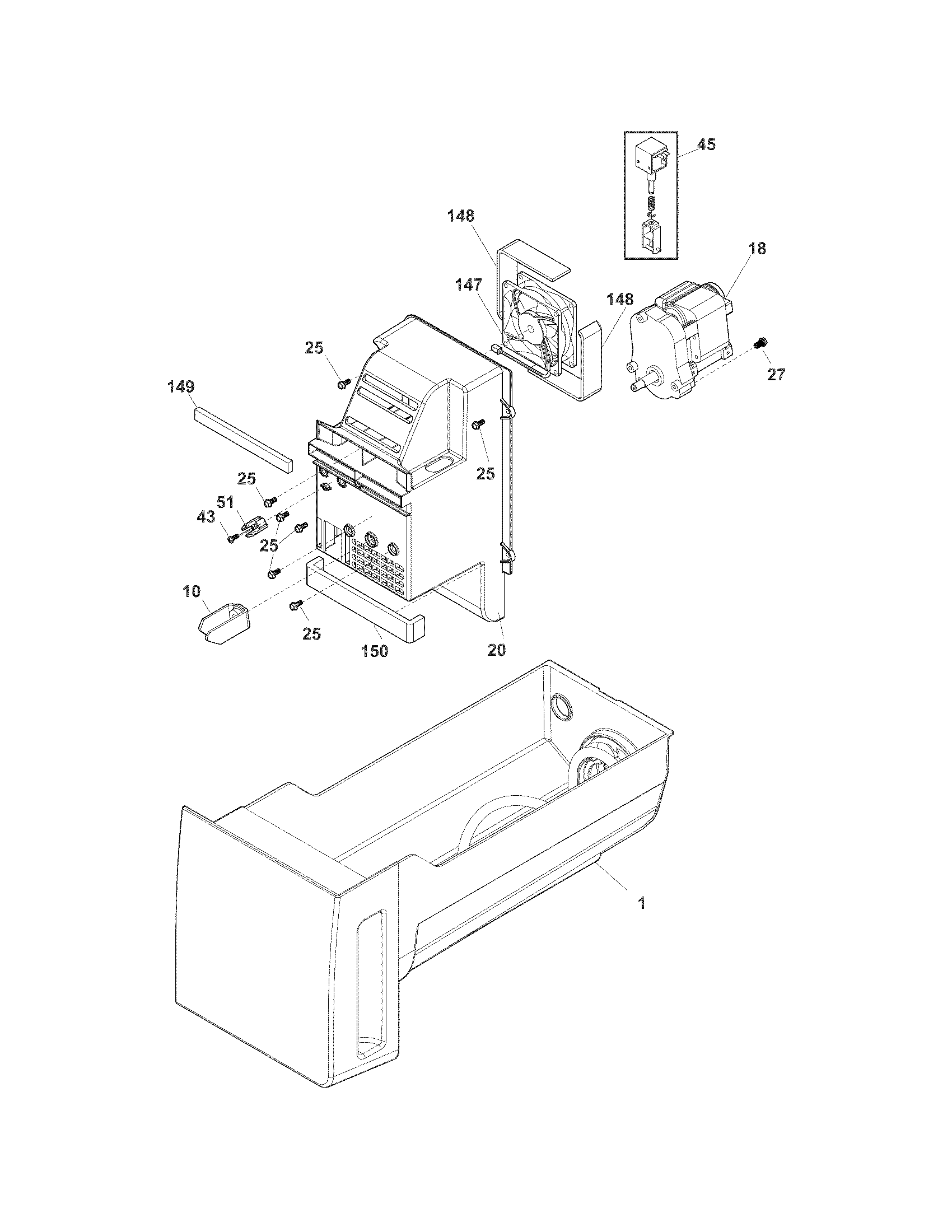Electrolux EW23BC85KS7 ice container diagram