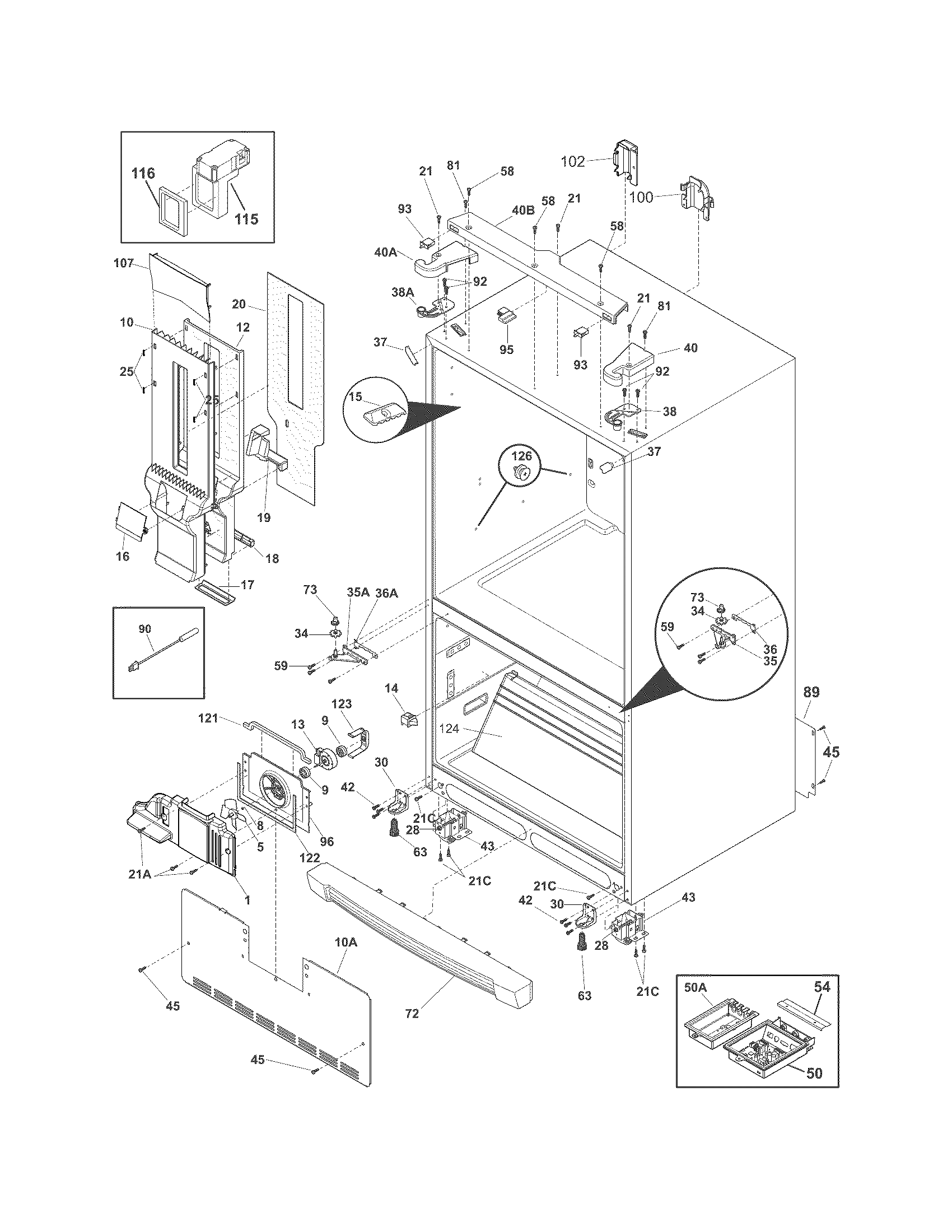 Electrolux EI23BC35KW6 cabinet diagram