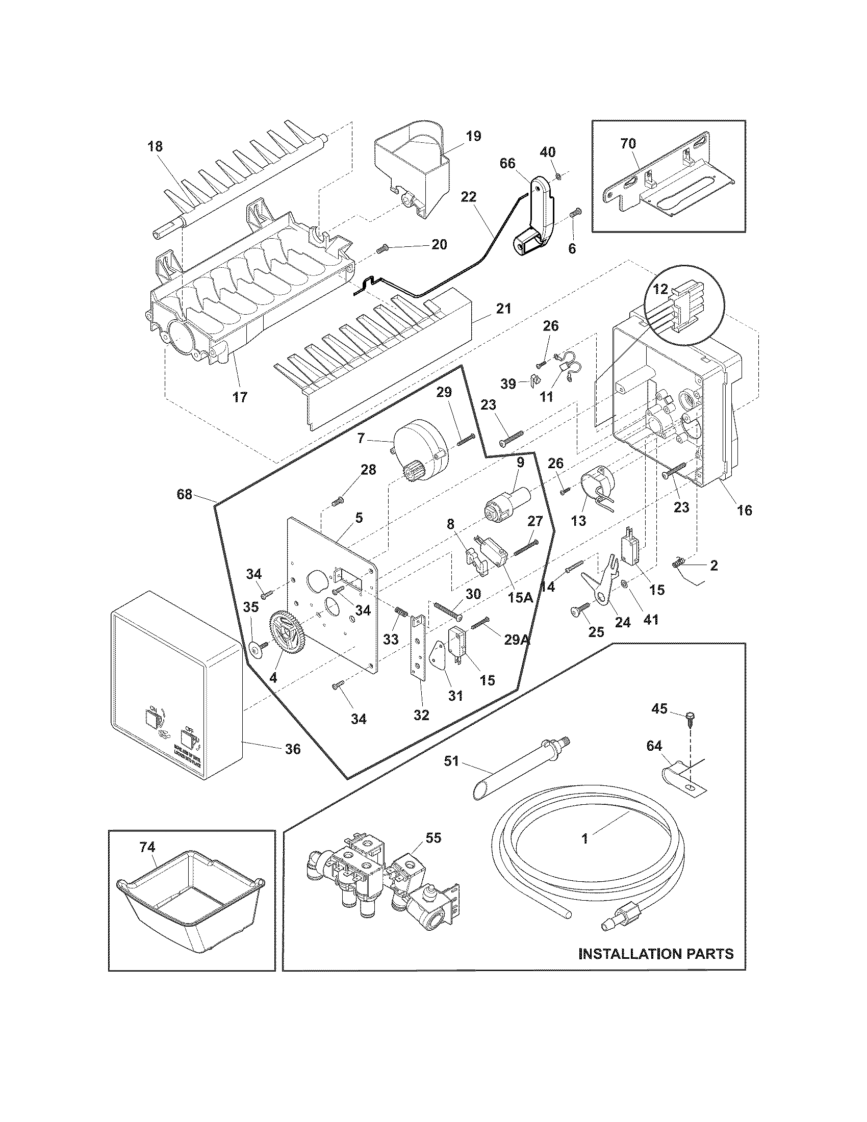 Electrolux EI23BC35KW6 freezer ice maker diagram