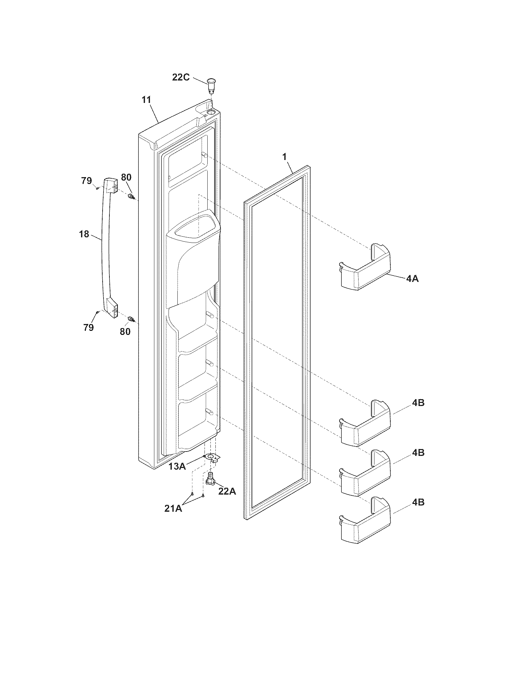 Electrolux EI26SS30JS4 freezer door diagram