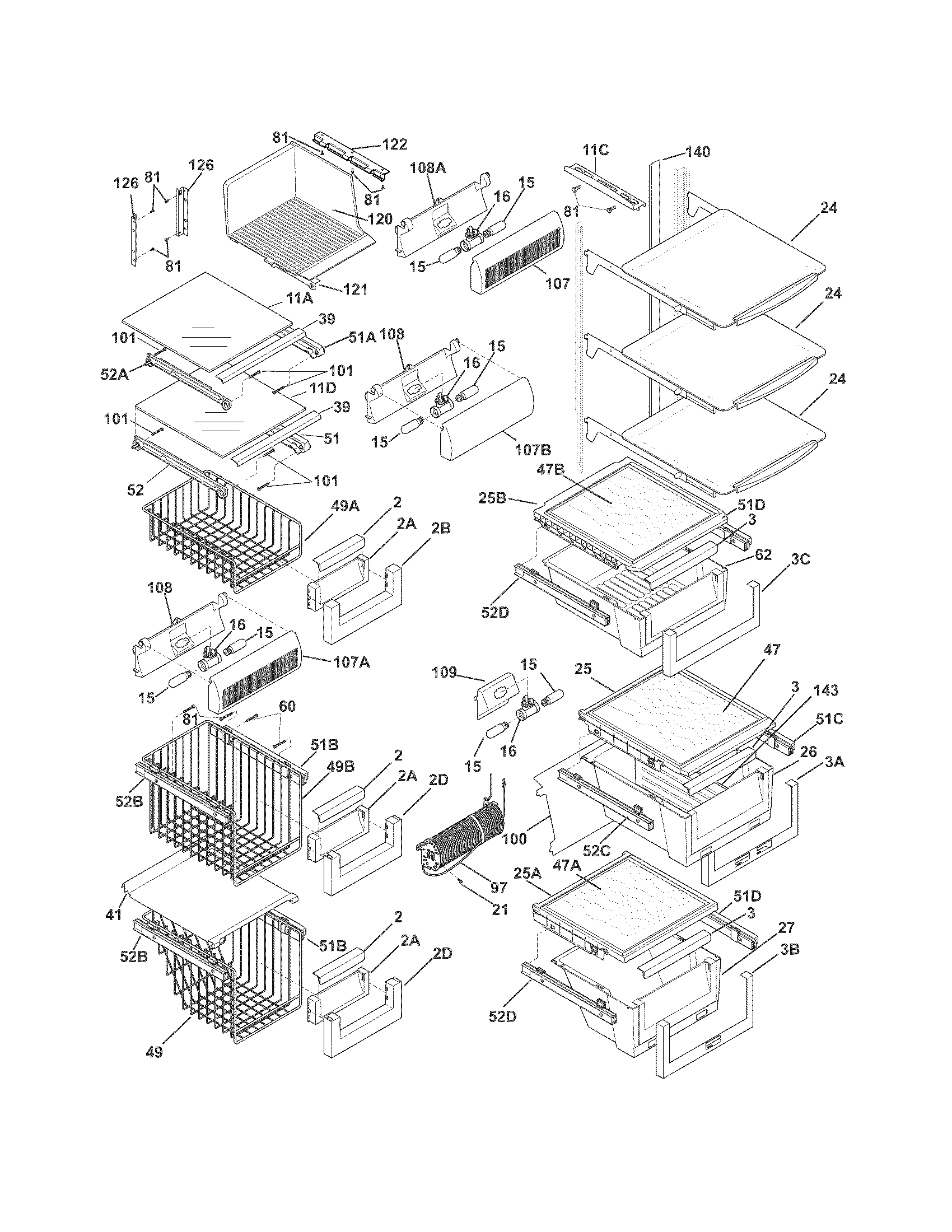 Electrolux EI26SS30JS4 shelves diagram