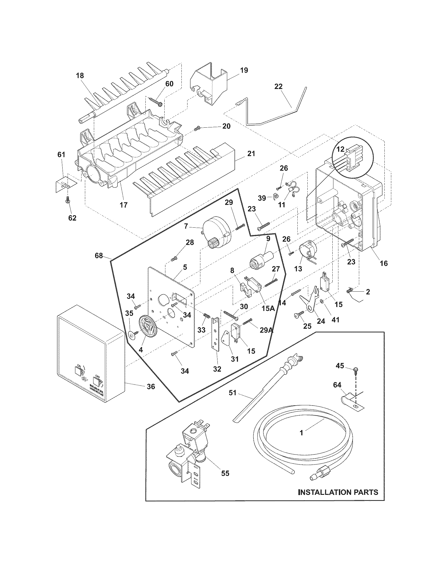 Crosley CRT185IPB4 ice maker diagram